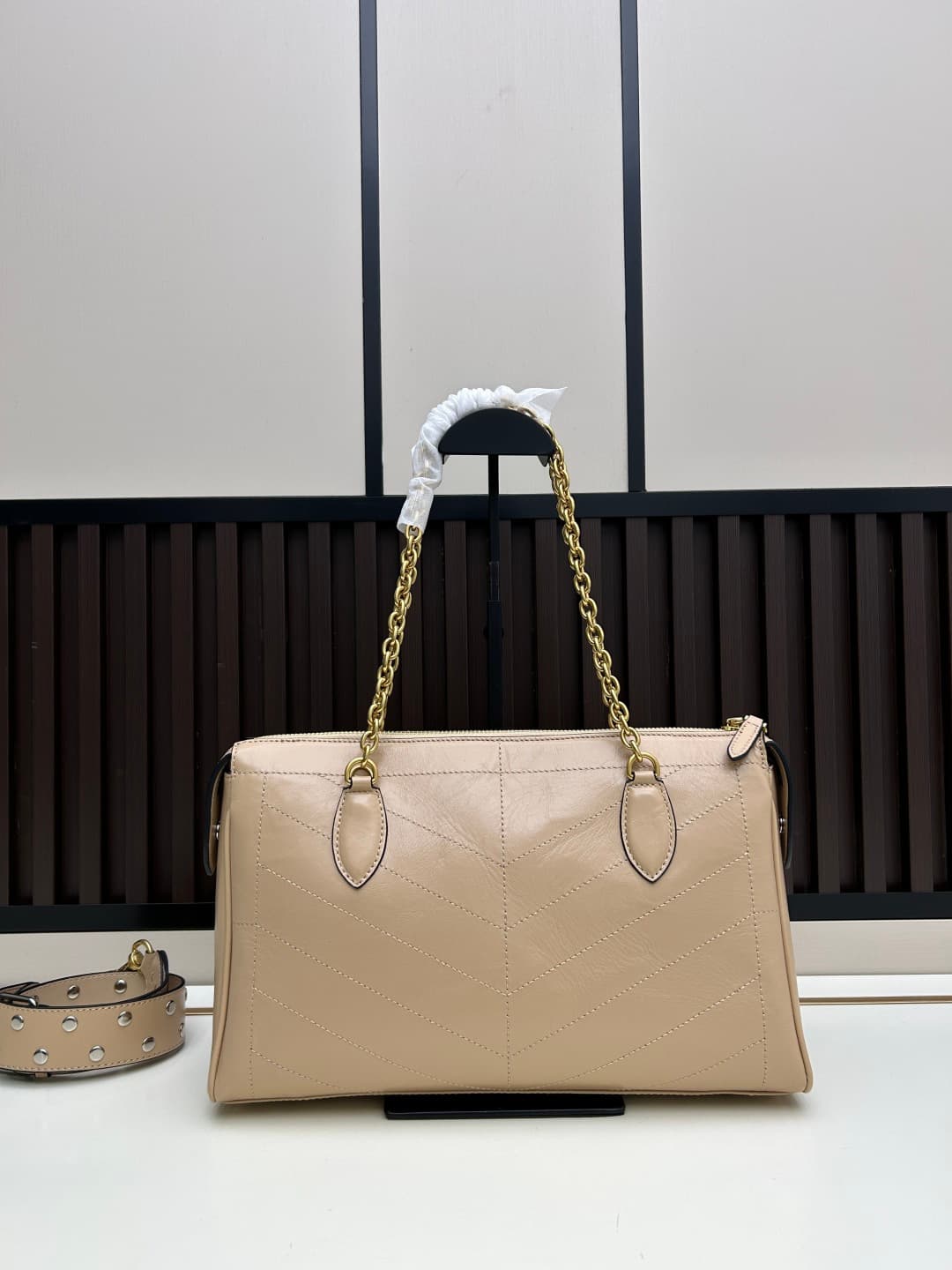 Valentino VLogo Garavani Panthea Shoulder Bag Beige Leather Mid