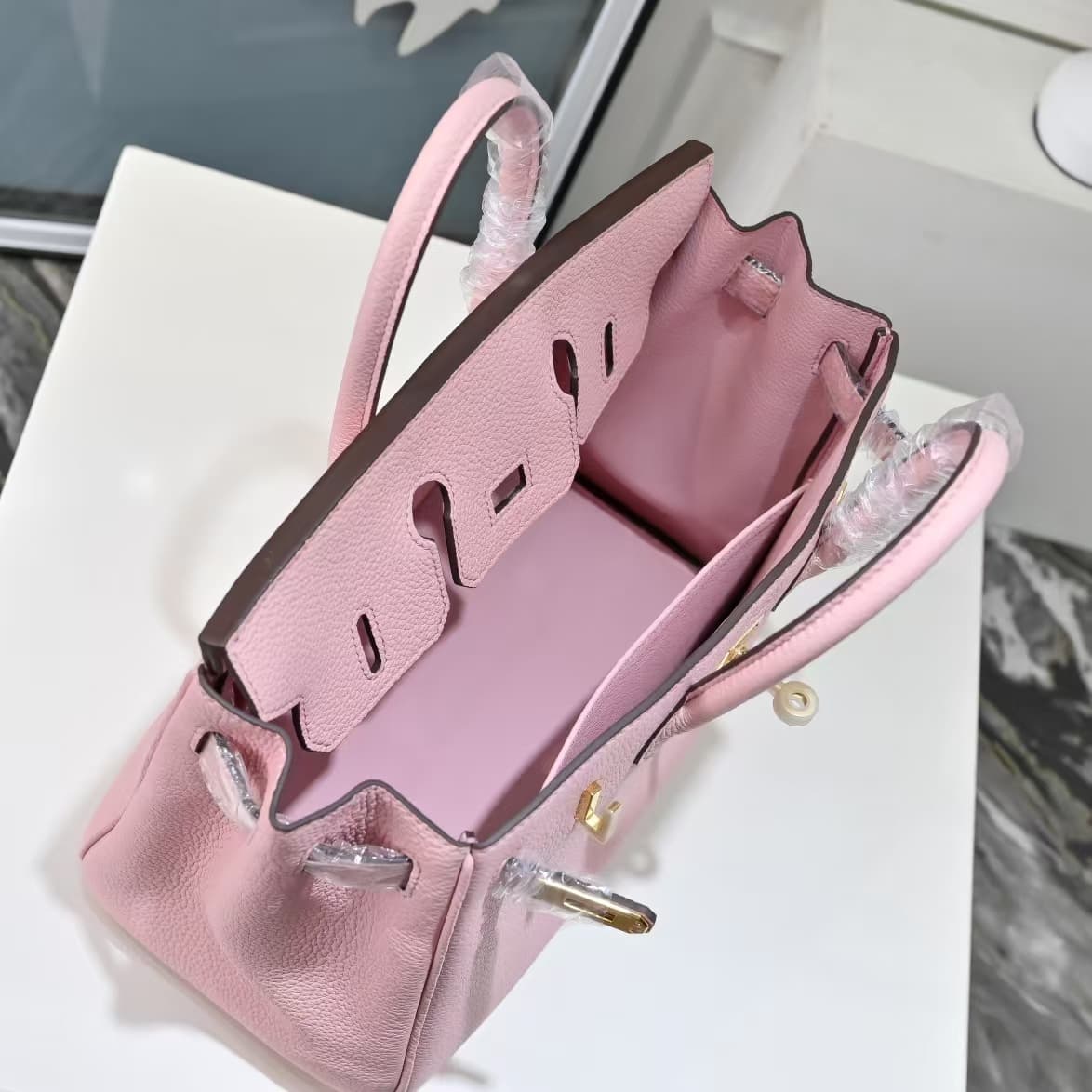 Hermes Birkin 25/30/35cm Bag Calfskin Silver/Gold Metal In Pink High