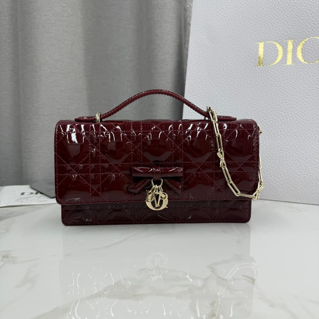 My Dior Mini Bag Cherry Claret Cannage Lambskin With Leather Bow High