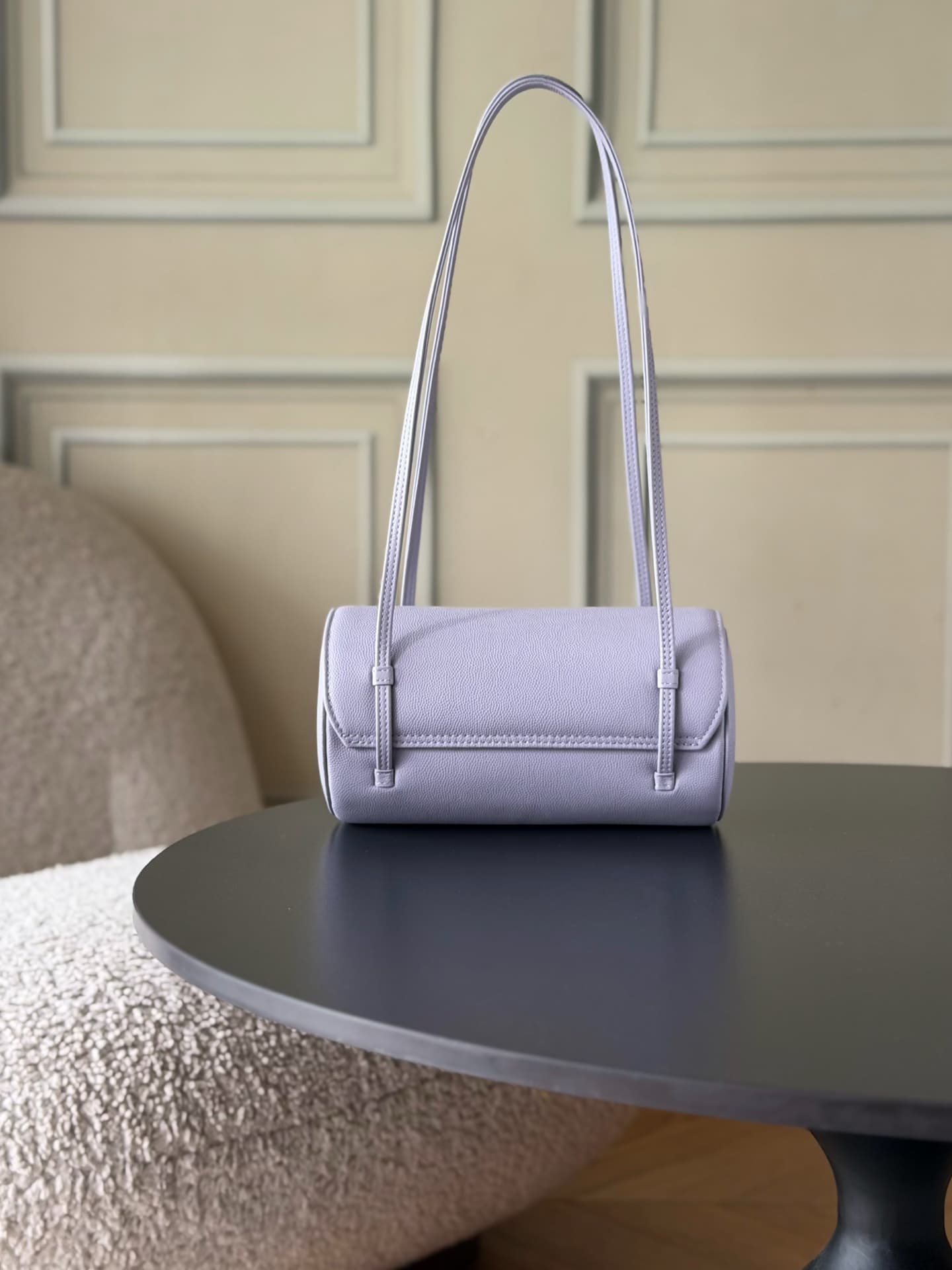 Chanel Small Bowling Bag Grained Shiny Calfskin & Gold-Tone Metal Purple AS6143 High