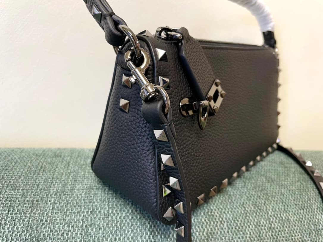 Valentino Garavani Mini Rockstud crossbody bag in Black Grained Calfskin High
