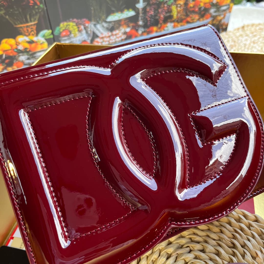 Dolce & Gabbana Claret patent calf leather DG Logo crossbody bag high