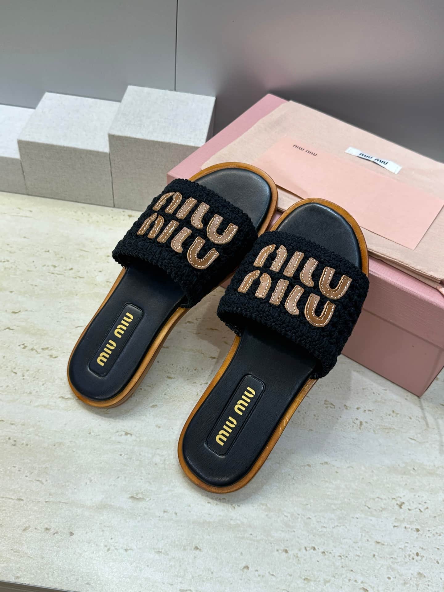 Miu Miu Crochet Slide Sandal Shoes Women