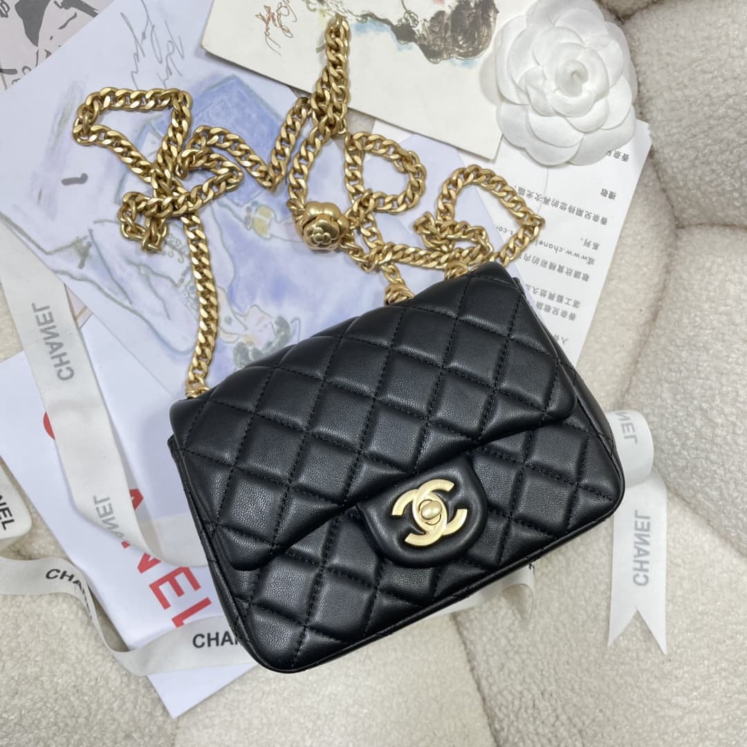 Chanel SUPERMINI FLAP BAG AS4040 Lambskin & Gold-Tone Metal Black A