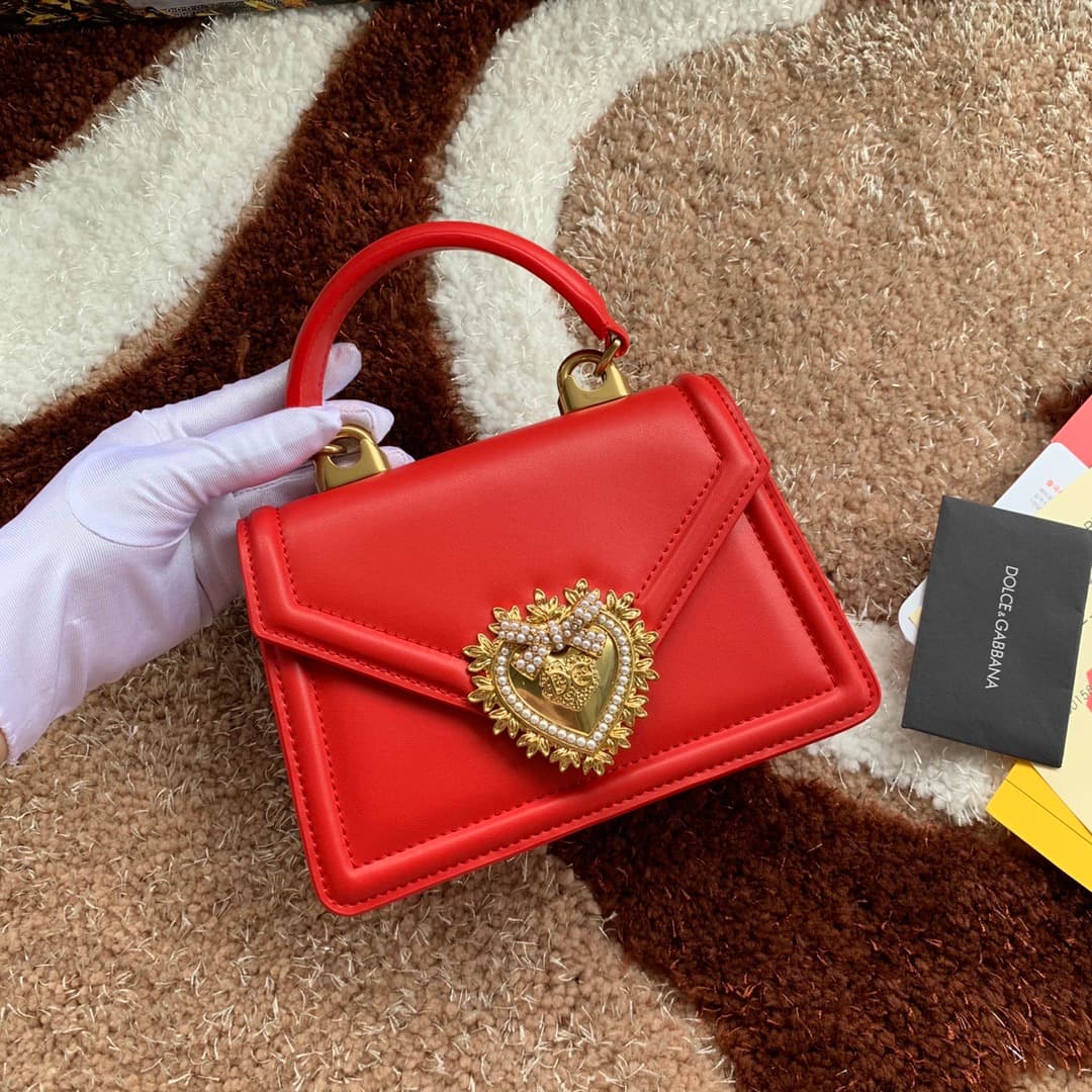 Dolce & Gabbana Small Devotion bag in smooth calfskin in Red High