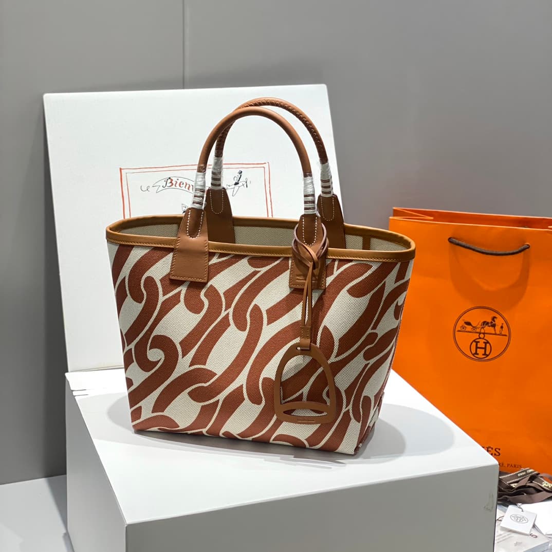 Hermes Steeple Bags Leather with Canvas WAX High
