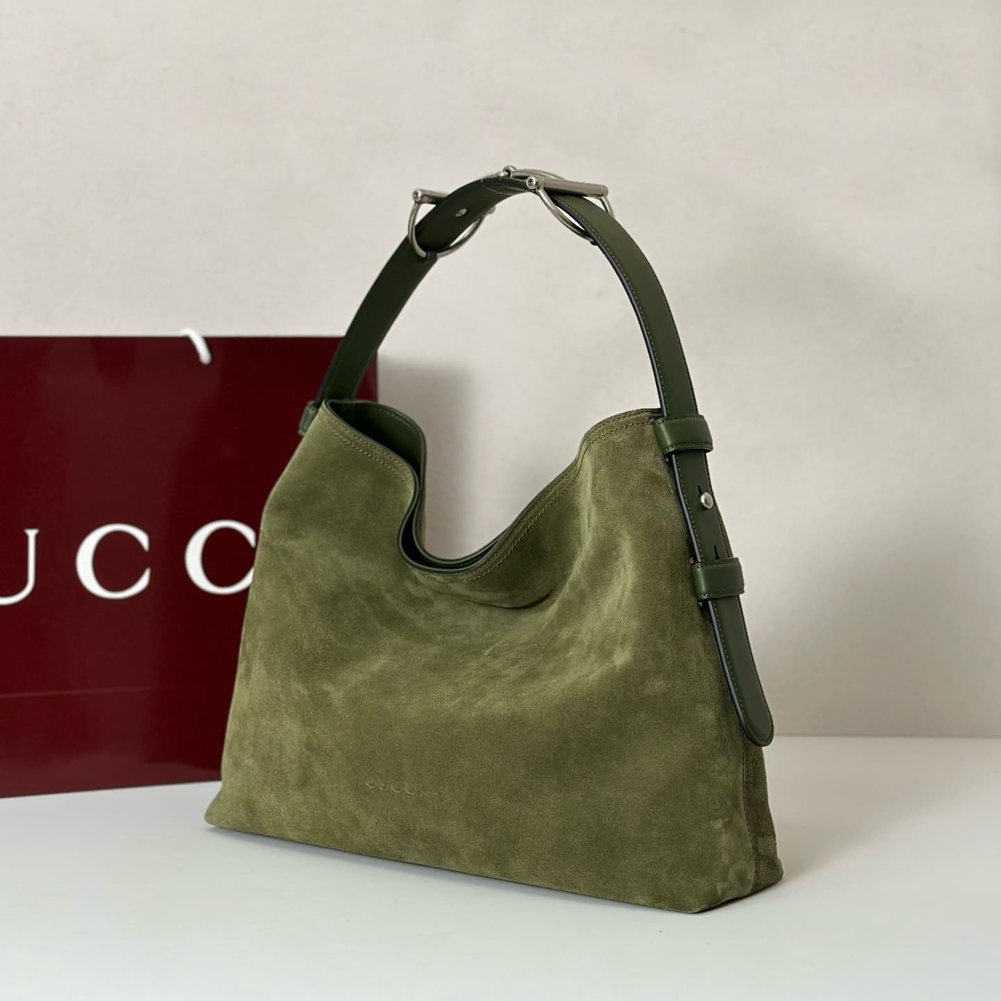 Gucci Beatrix medium tote bag 850926 Green Suede High
