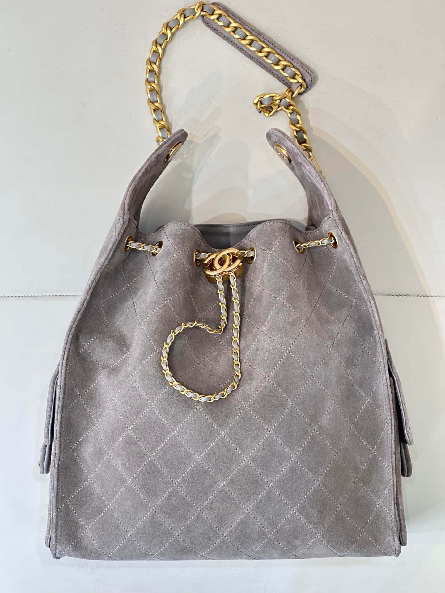 Chanel 25 Medium Hobo handbag AS5311 Suede &Gold-tone Metal Grey TOP