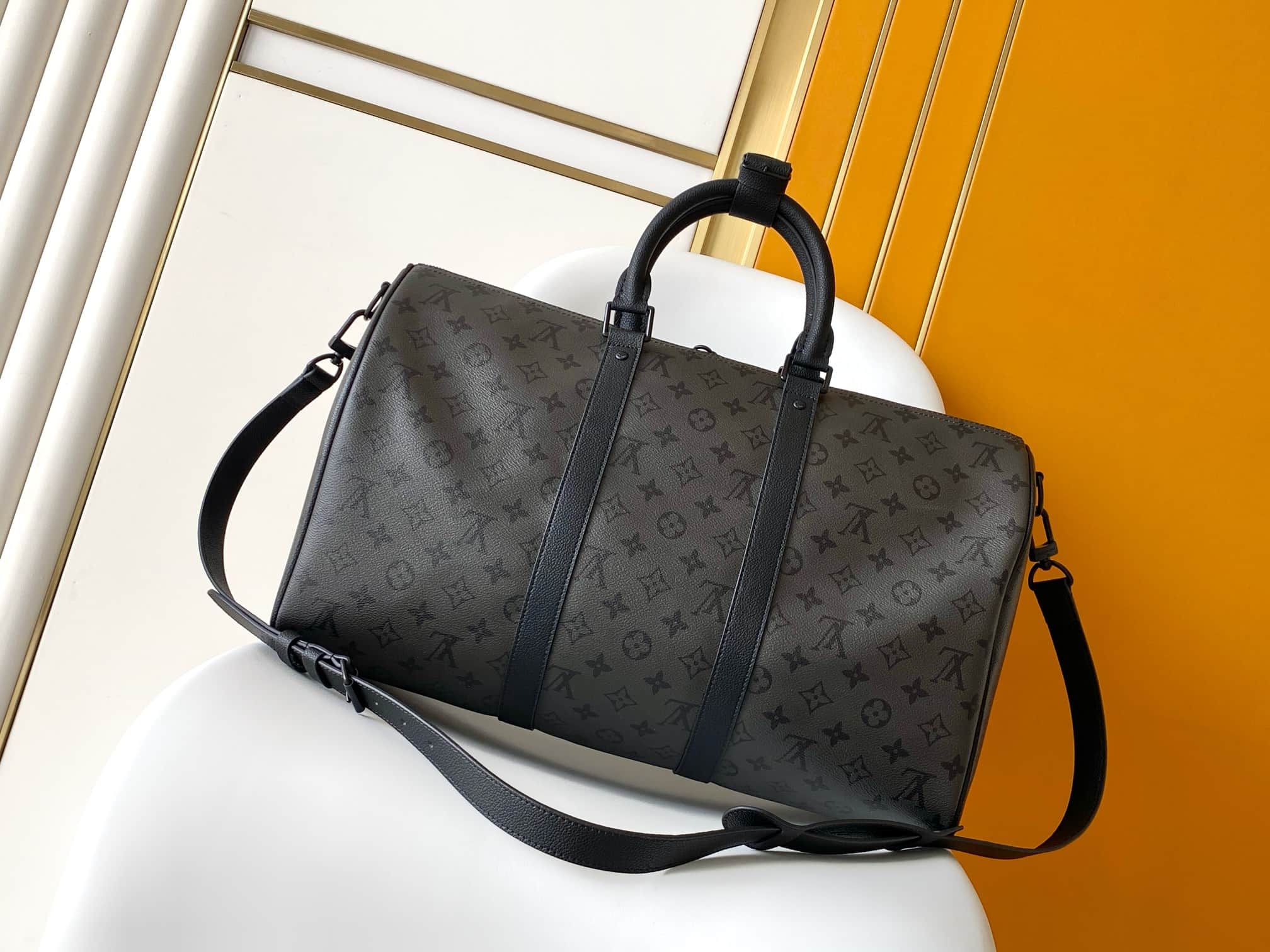 Louis Vuitton Keepall Bandouliere 45 Black Monogram Midnight coated canvas M28403 High