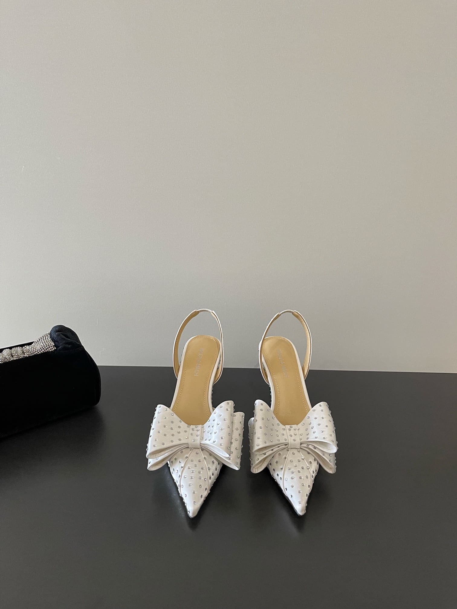 Mach Mach Le Cadeau Bow Crystal Pointed Toe Slingback Shoes Women
