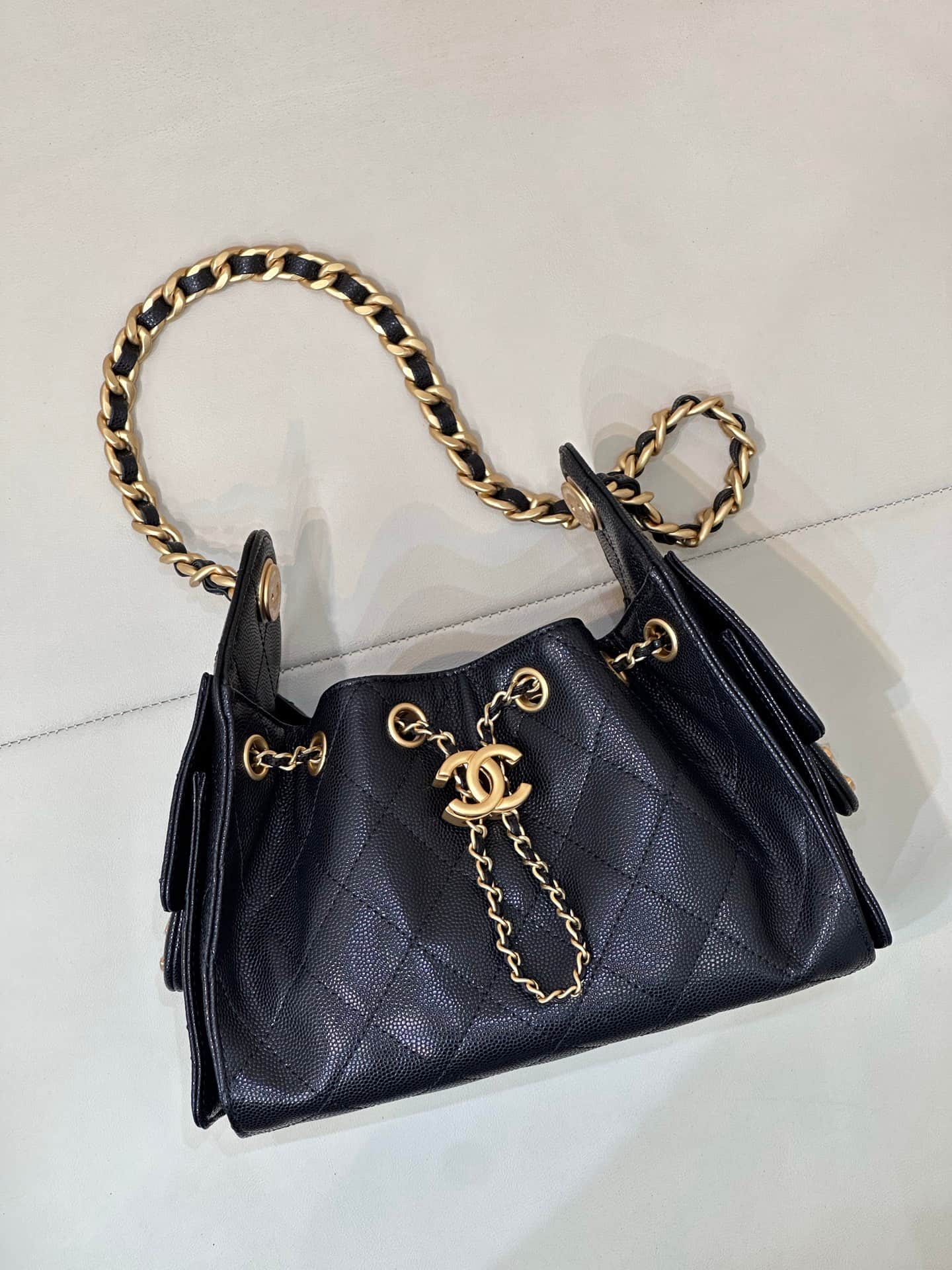 CHANEL 25 Mini Handbag AS5631 Grained Calfskin & Gold-tone Metal Black TOP