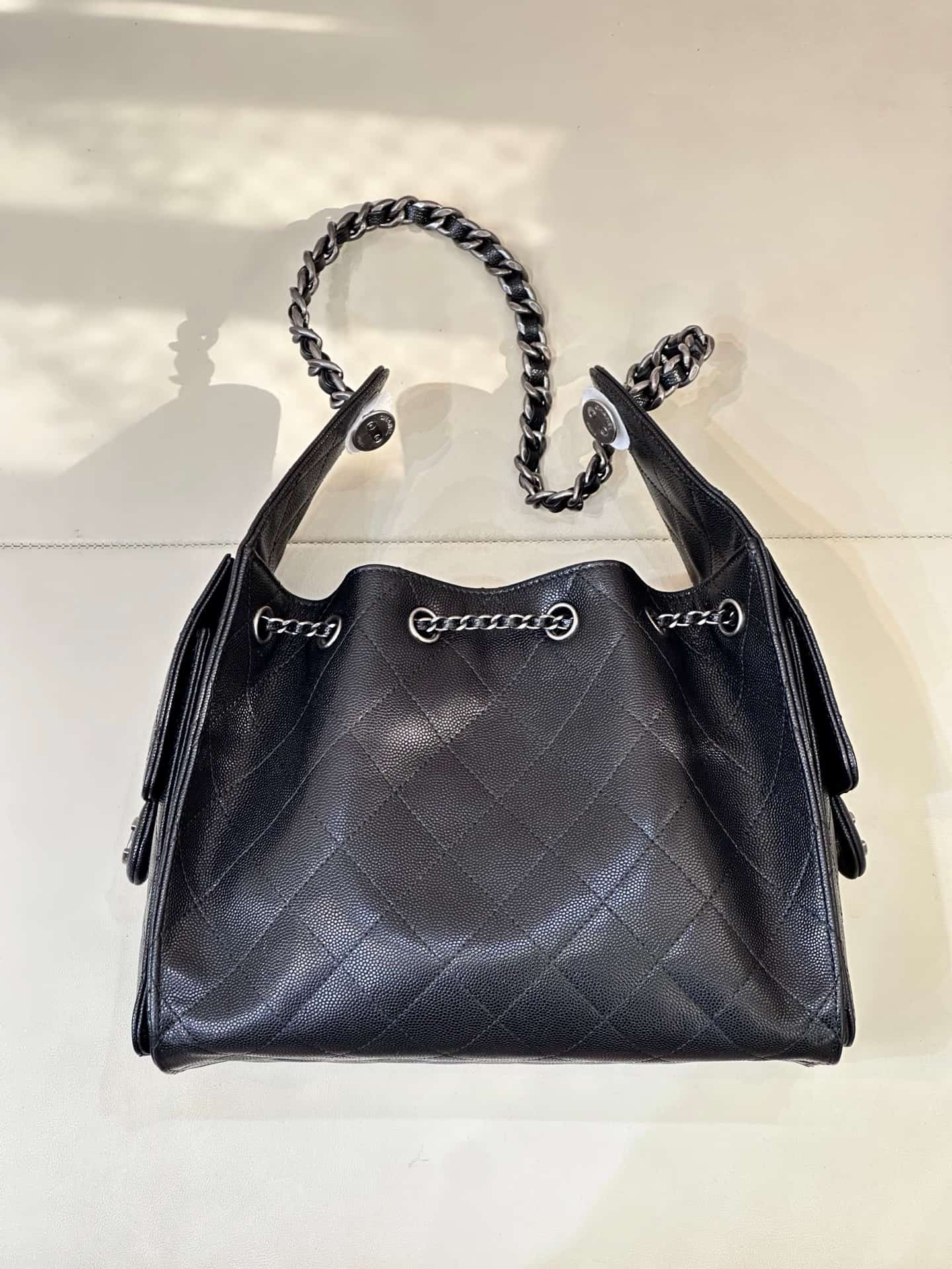 Chanel 25 Small Hobo handbag AS5293 Grained Calfskin & Silver-tone Metal Black TOP