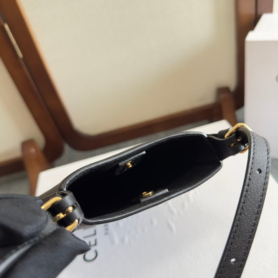 Celine Heloise Phone Pouch in Black Supple Calfskin Leather High