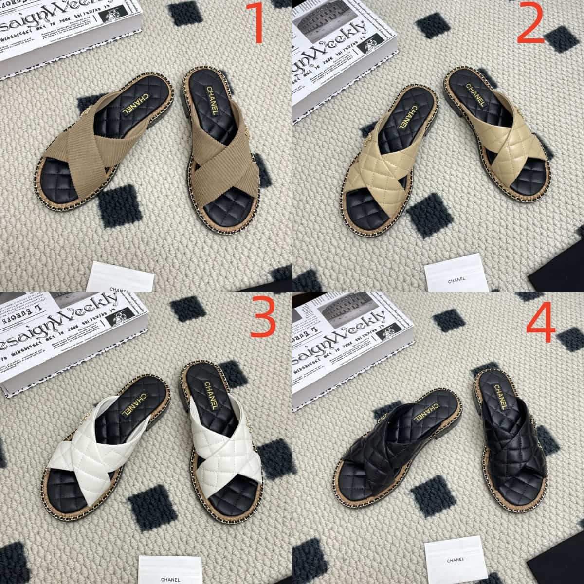 Chanel Lambskin Quilted Chain CC Sandal shoes Women