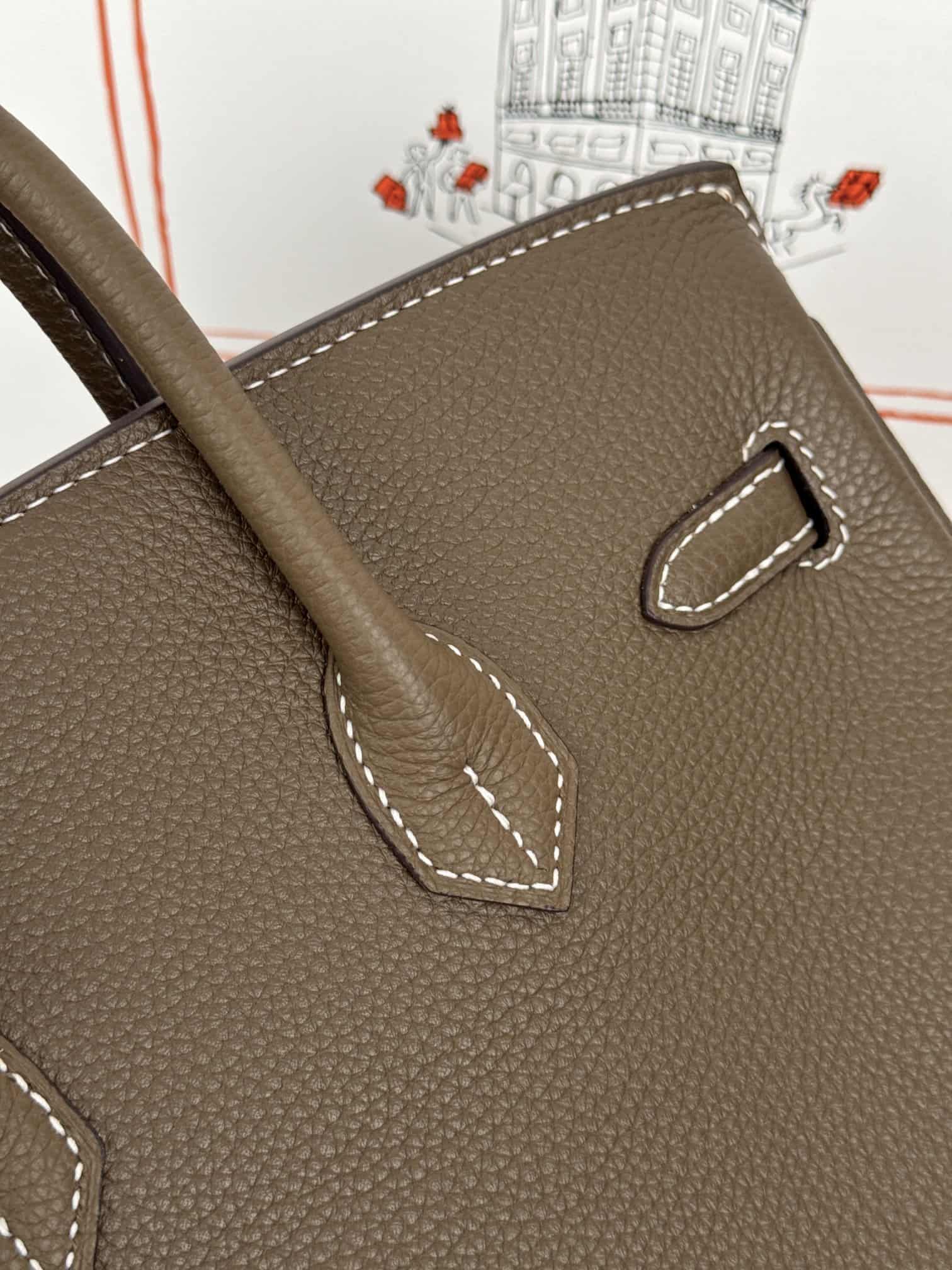 Hermes Birkin 25/30 Bag Togo Calfskin Leather Etoupe High