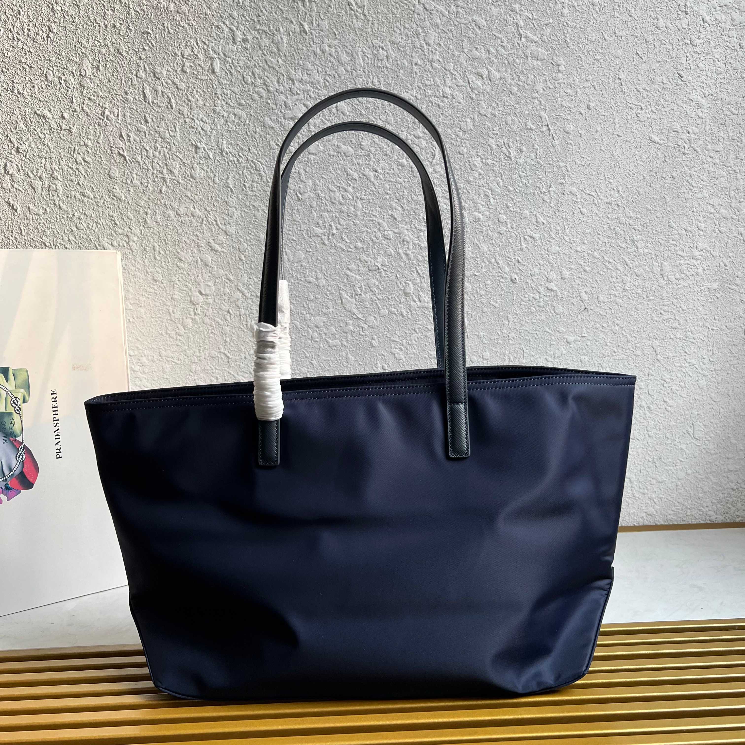 Prada Re-Edition 1978 medium Re-Nylon and Saffiano leather tote bag 1BG555 Baltic Blue High