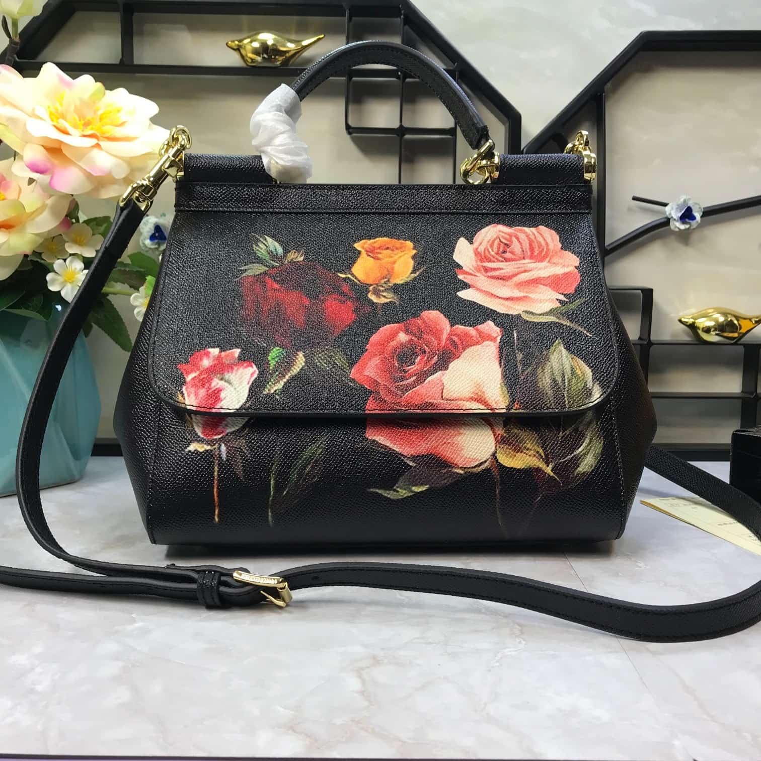 Dolce & Gabbana Miss Sicily top handle bag with multicolor print leather High