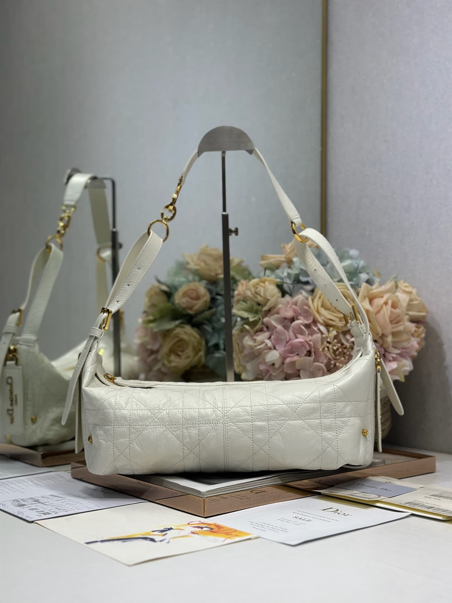 Medium D-Journey Bag in Crinkled Calfskin High