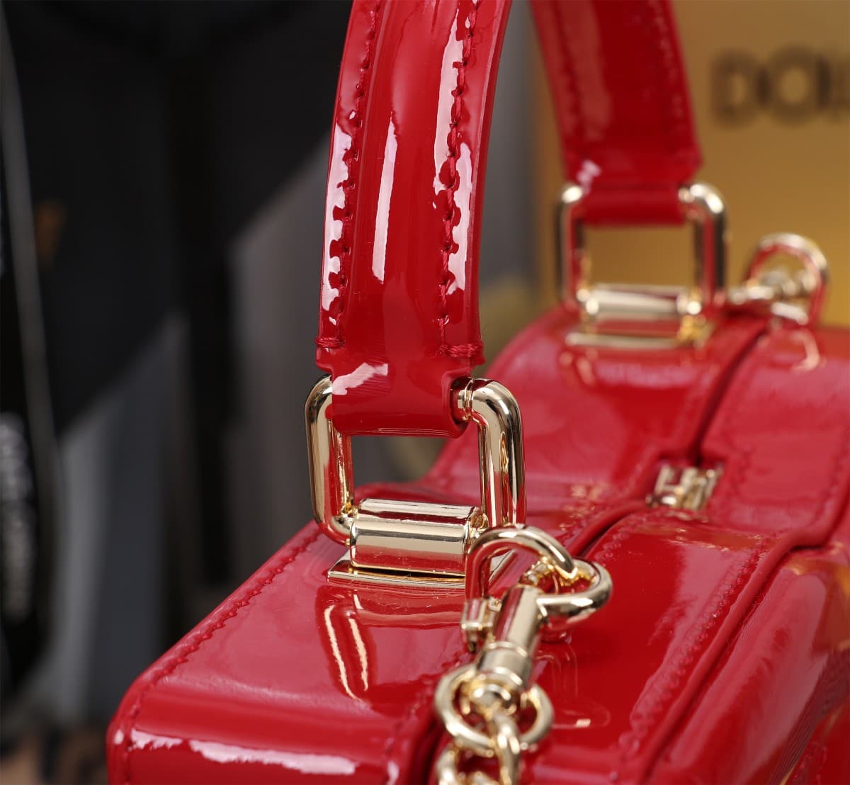 Dolce & Gabbana red patent leather DG Logo handbag high