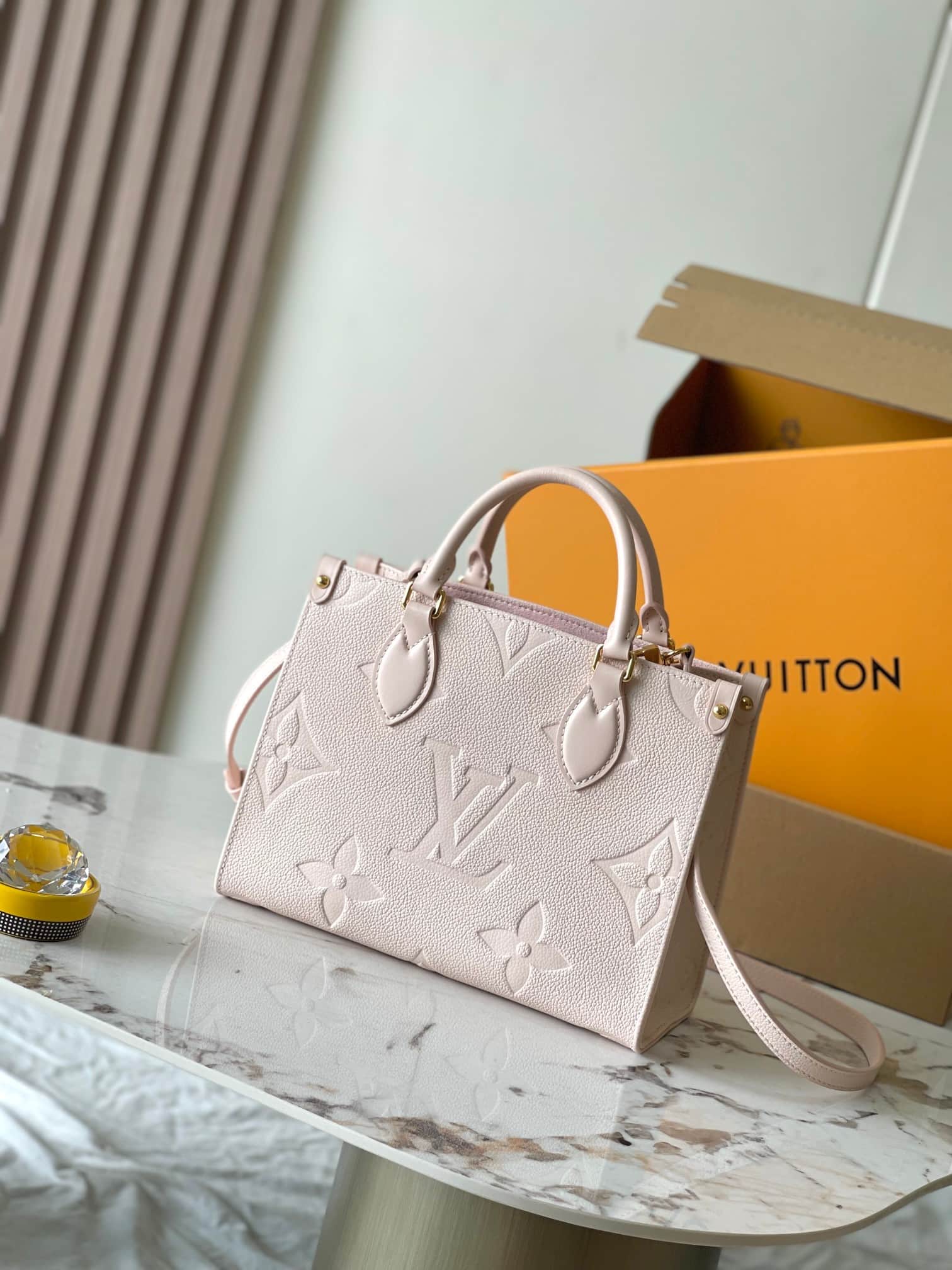 Louis Vuitton OnTheGo PM Monogram Empreinte Leather Pink Opale M47135 Top