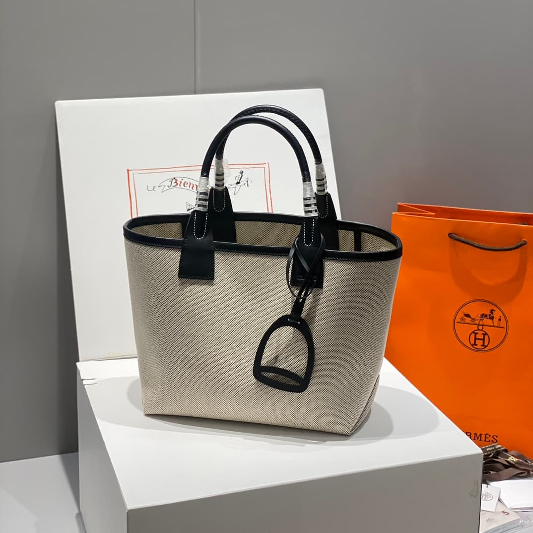 Hermes Steeple Bags Leather with Canvas WAX High