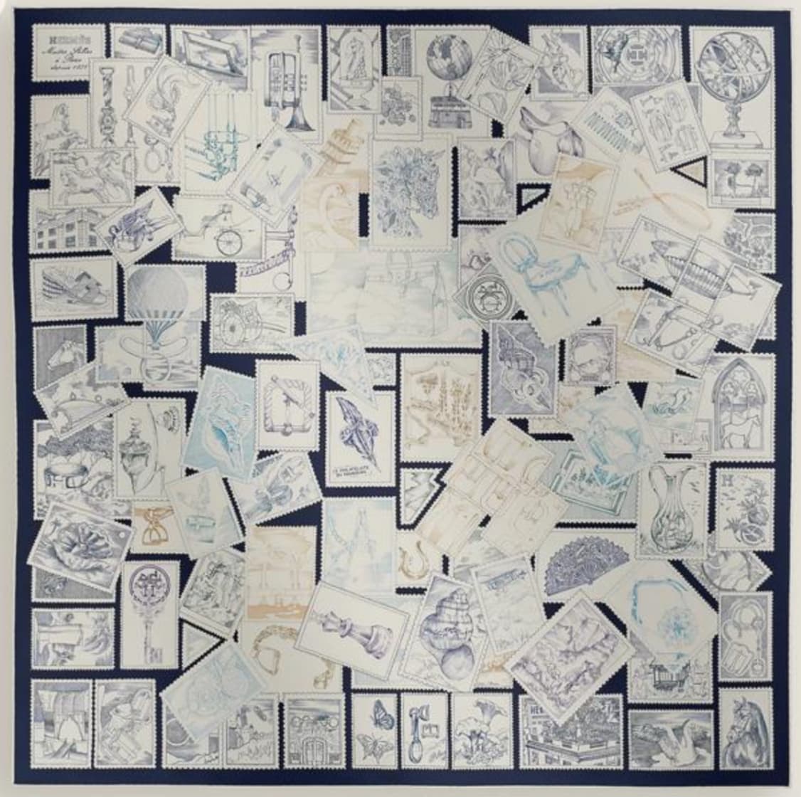 Hermes Le Philateliste du Faubourg silk scarf 90
