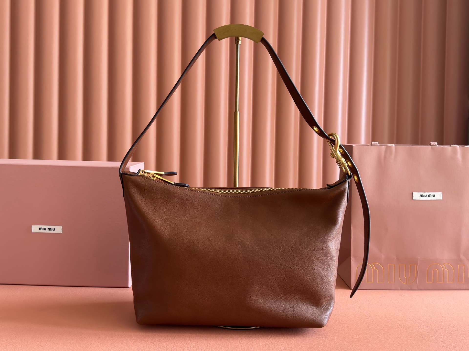 Miu Miu Spirit nappa leather bag Brown 5BC217 High