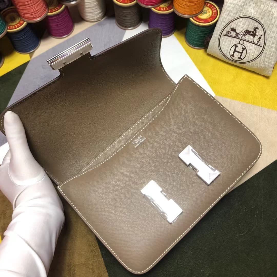 Hermes Mini Constance 18cm/24cm Epsom Bag WAX Etoupe High