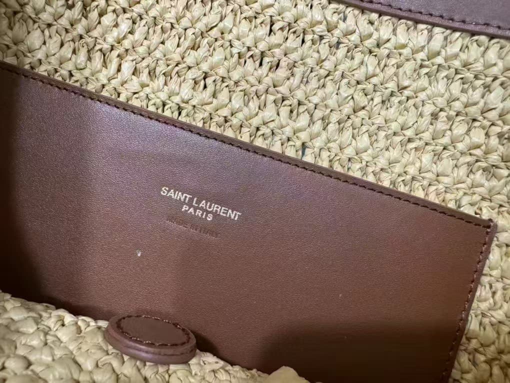 SAINT LAURENT CASSANDRE CHAIN POUCH IN RAFFIA High