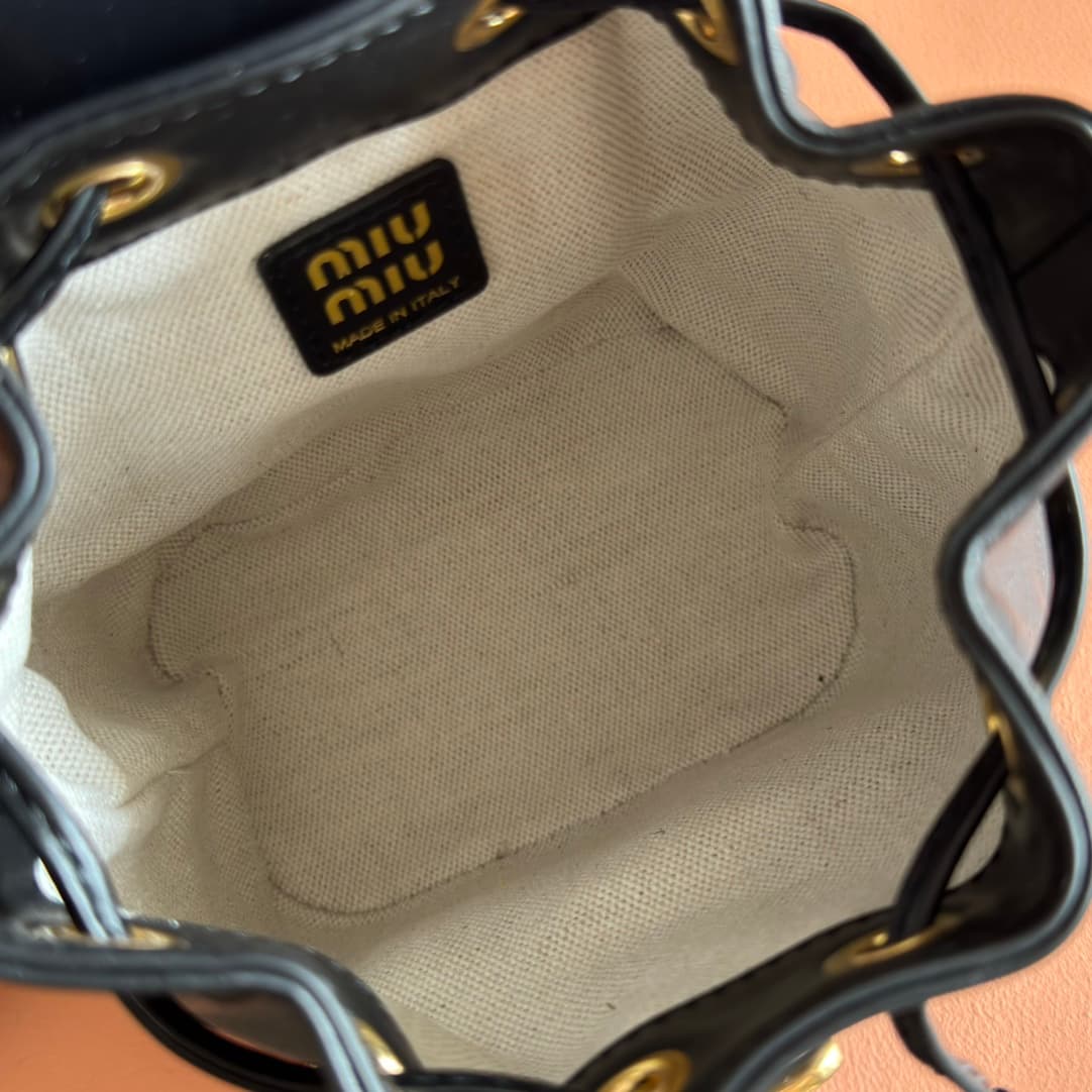 Miu Miu Calfskin Leather backpack Black 5BZ045 High
