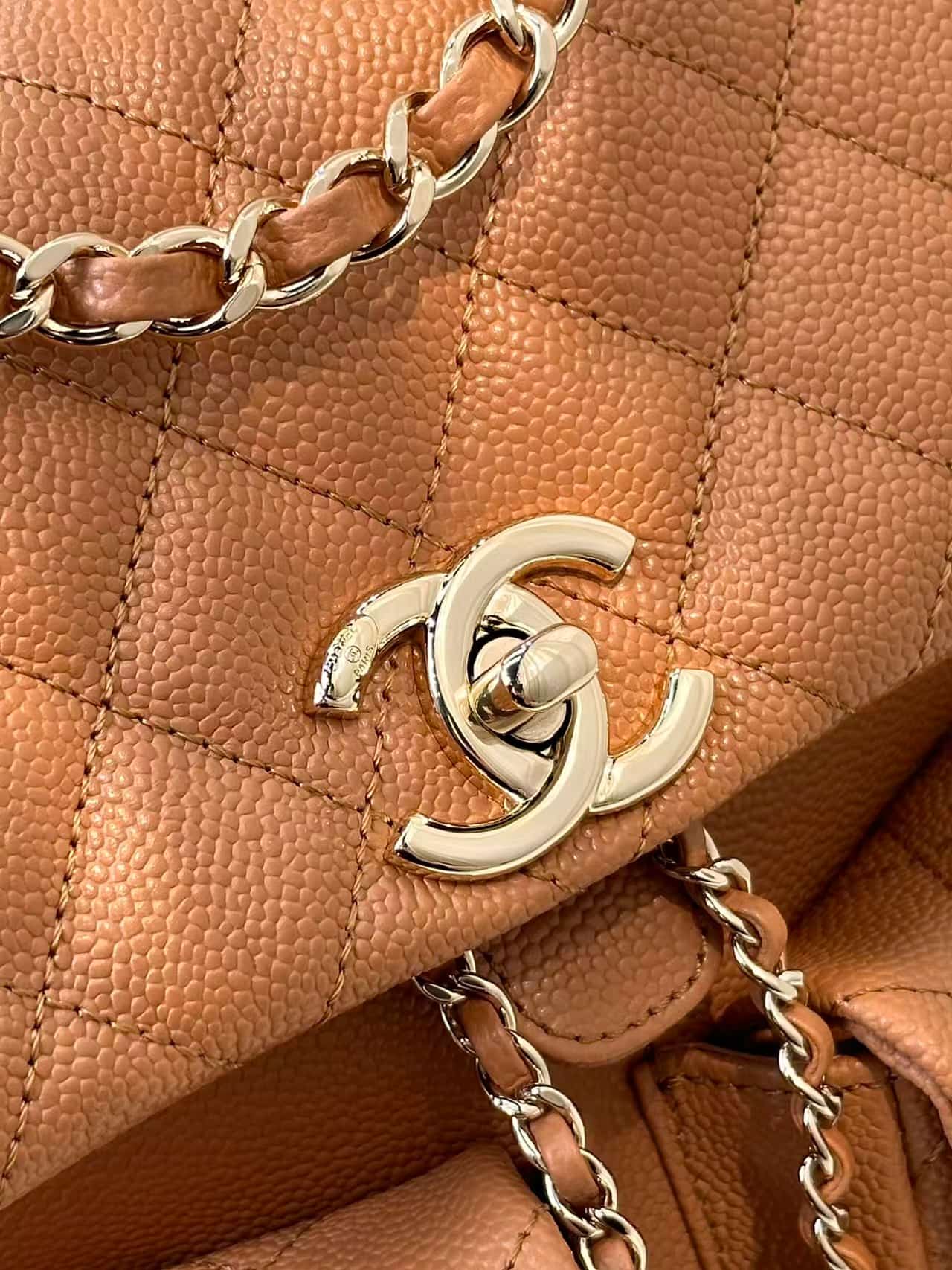 Chanel BACKPACK AS3860 Grained Shiny Calfskin & Gold-Tone Metal Caramel TOP