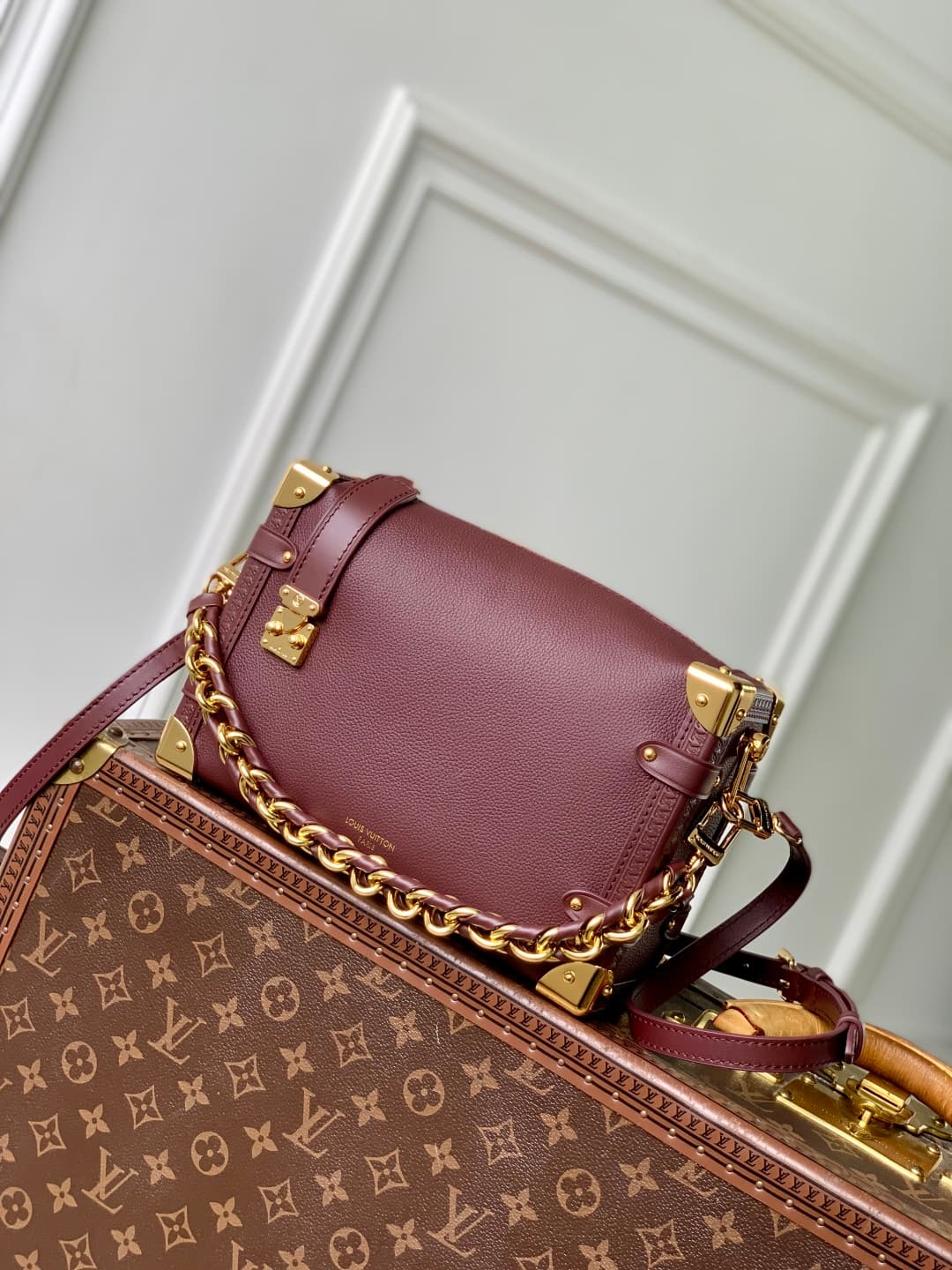 Louis Vuitton Side Trunk MM Calf leather M25669 Wine Red High