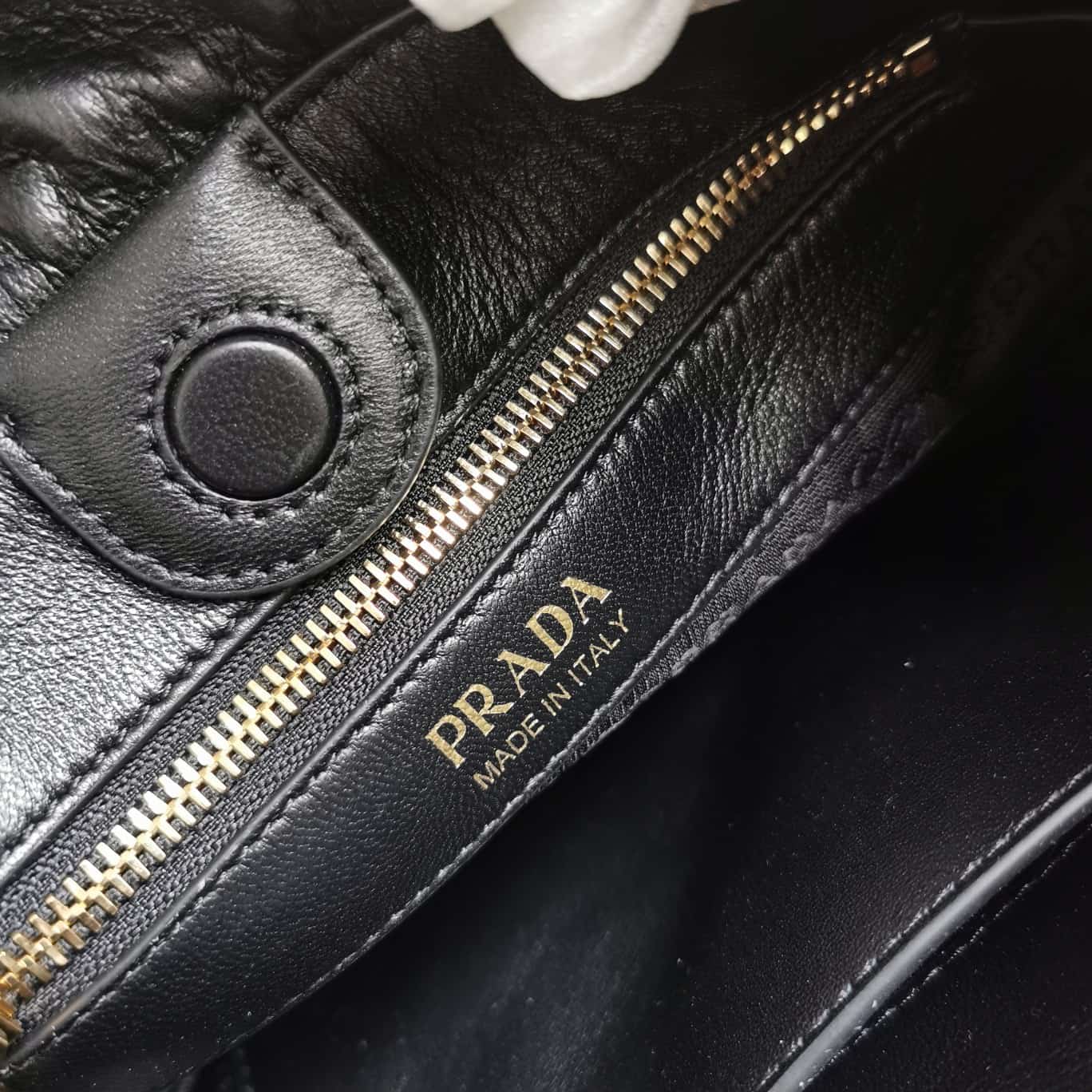Prada Nappa Drawstring Tote Bag Lambskin Black 1BG541 High