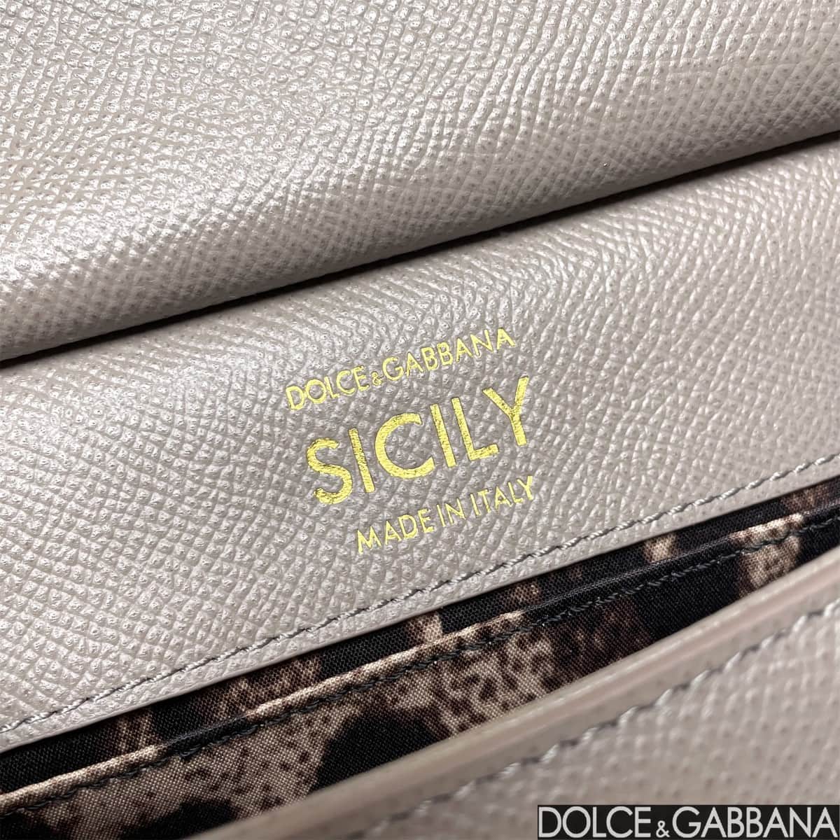 Dolce & Gabbana Miss Sicily top handle bag calfskin leather Grey High