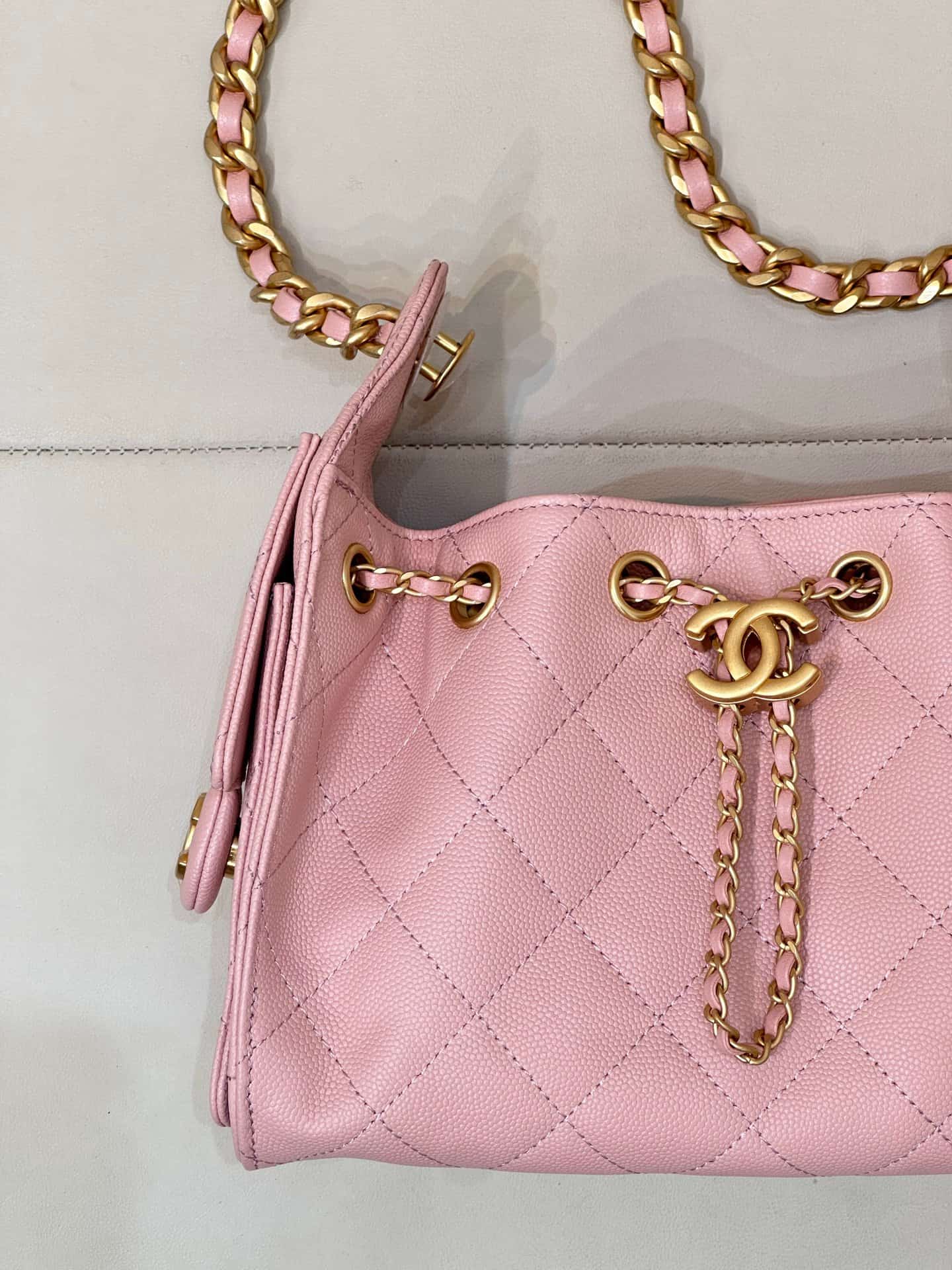 CHANEL 25 Mini Handbag AS5631 Grained Calfskin & Gold-tone Metal Pink TOP
