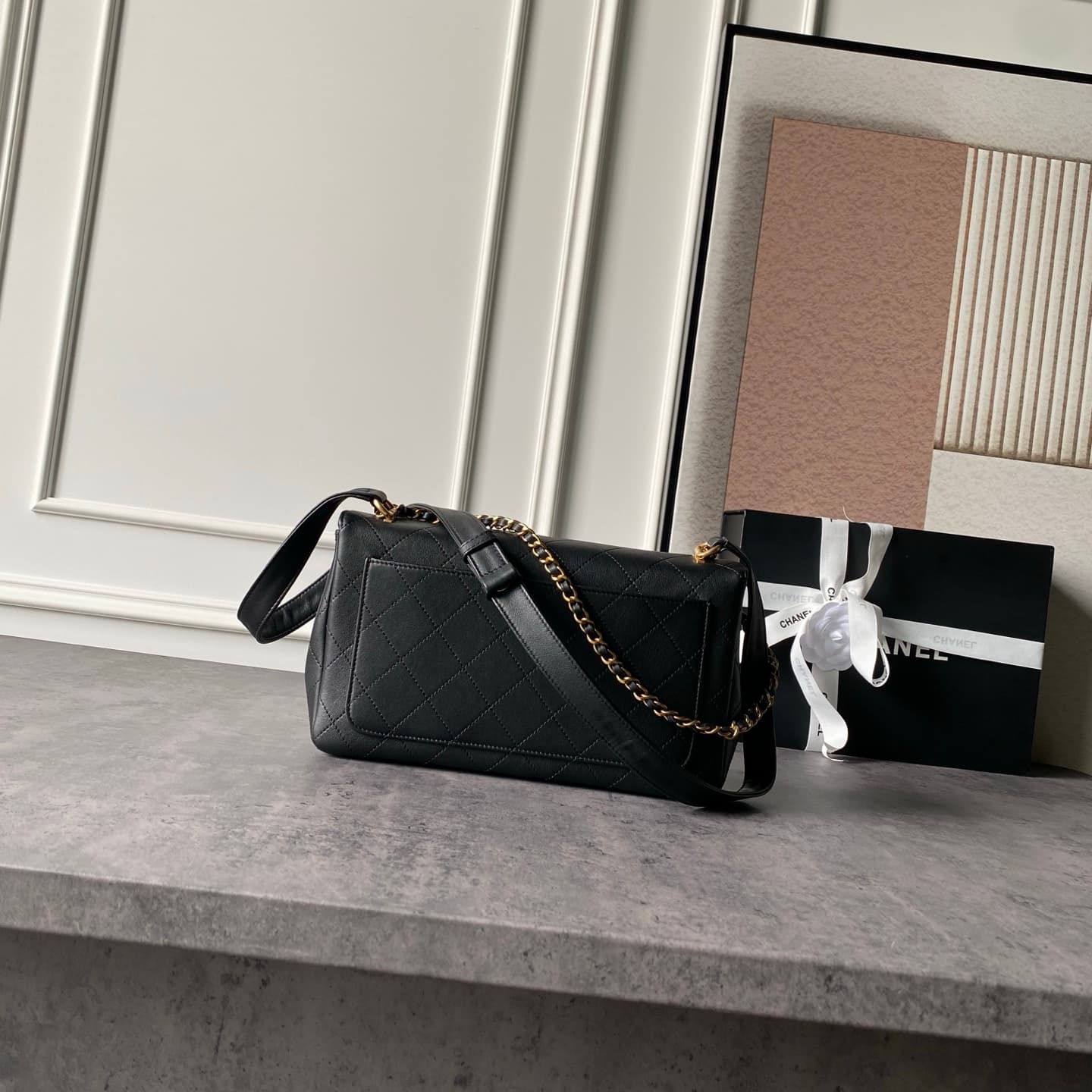 Chanel Flap Bag Calfskin Leather & Gold-Tone Metal Black AS5907 A
