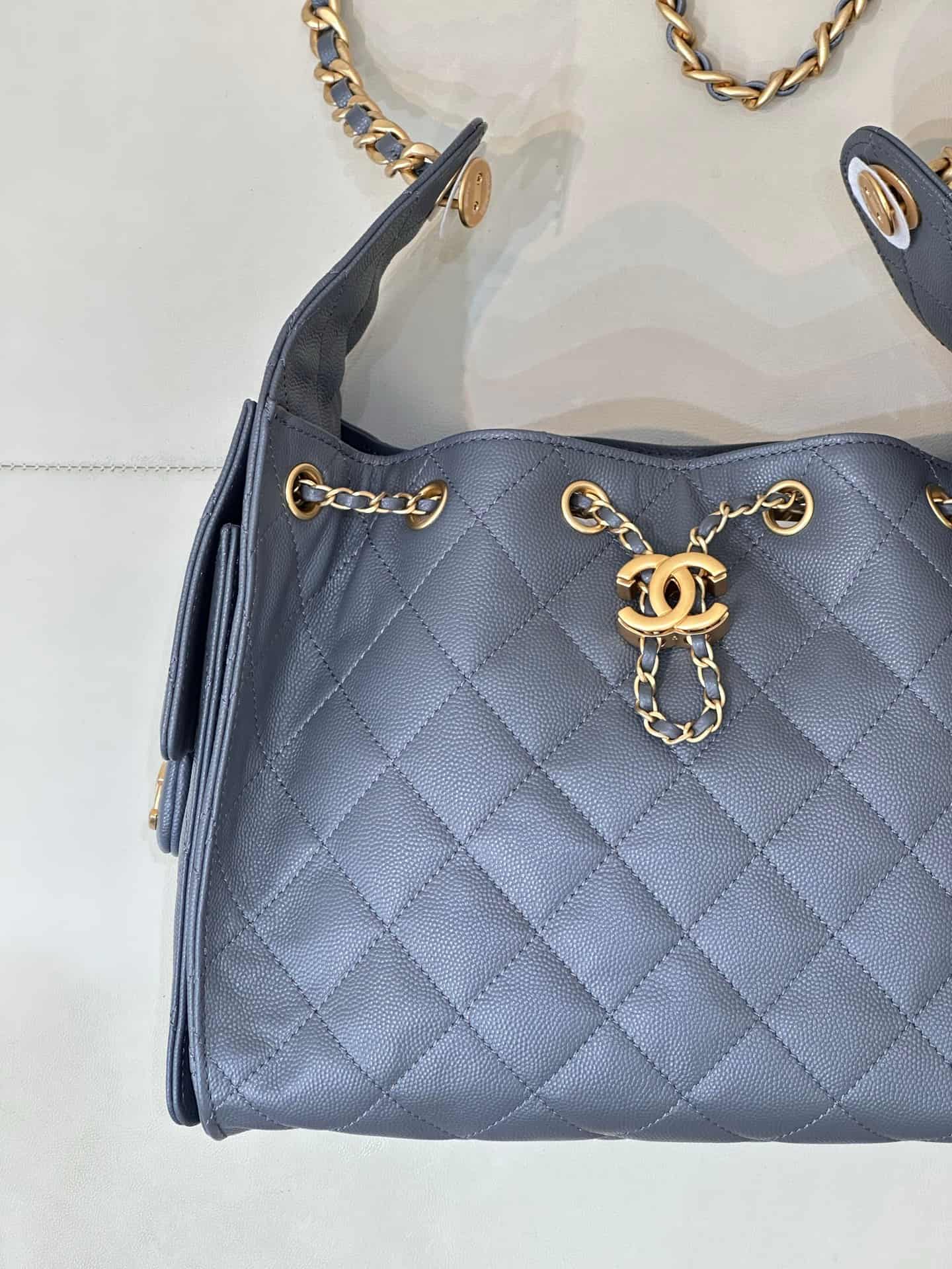 Chanel 25 Small Hobo handbag AS5293 Grained Calfskin & Gold-tone Metal Dark Grey TOP