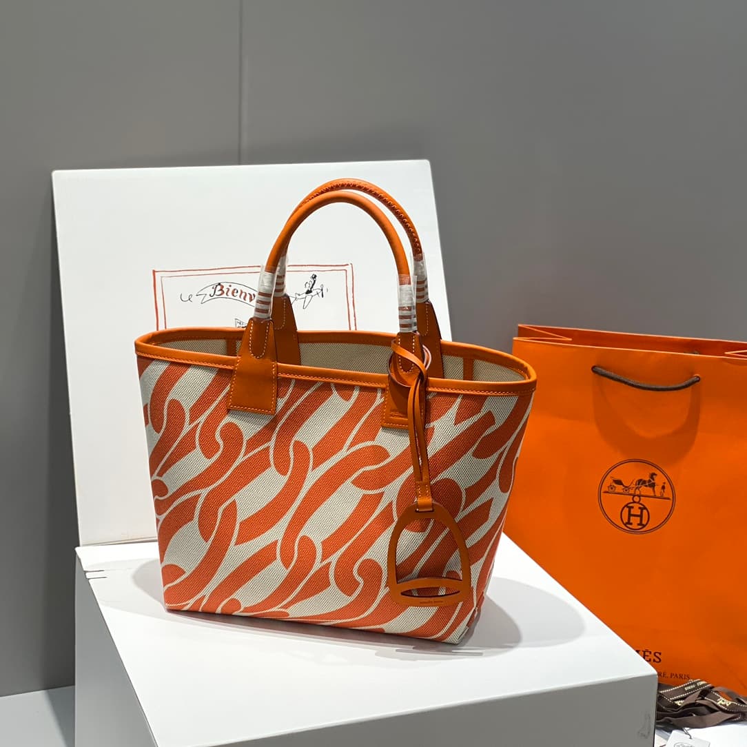 Hermes Steeple Bags Leather with Canvas WAX High