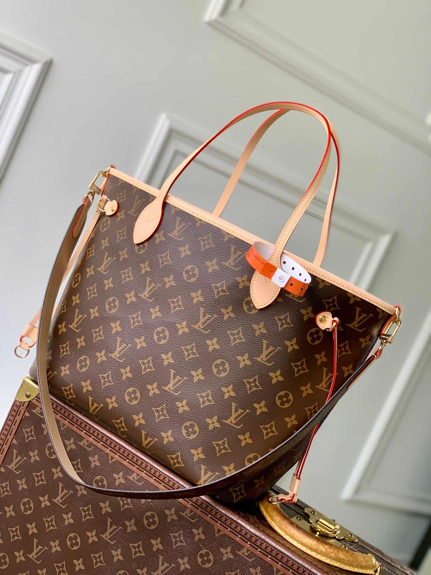 Louis Vuitton  Neverfull Bandoulière Inside Out MM Monogram Sand Cowhide Leather M28407 High