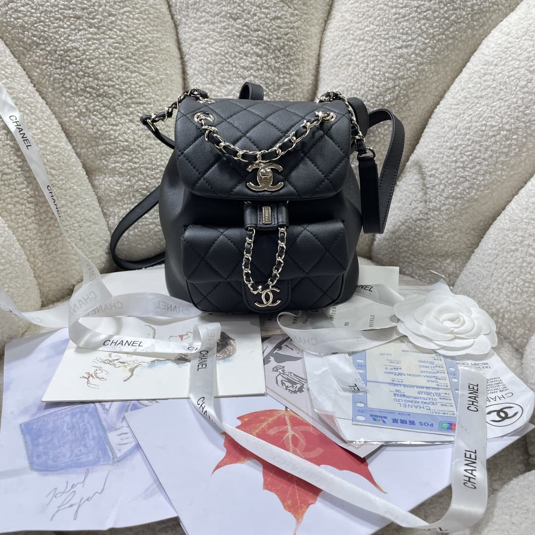 Chanel Small Quilted Duma Backpack Calfskin AS2908 Black High
