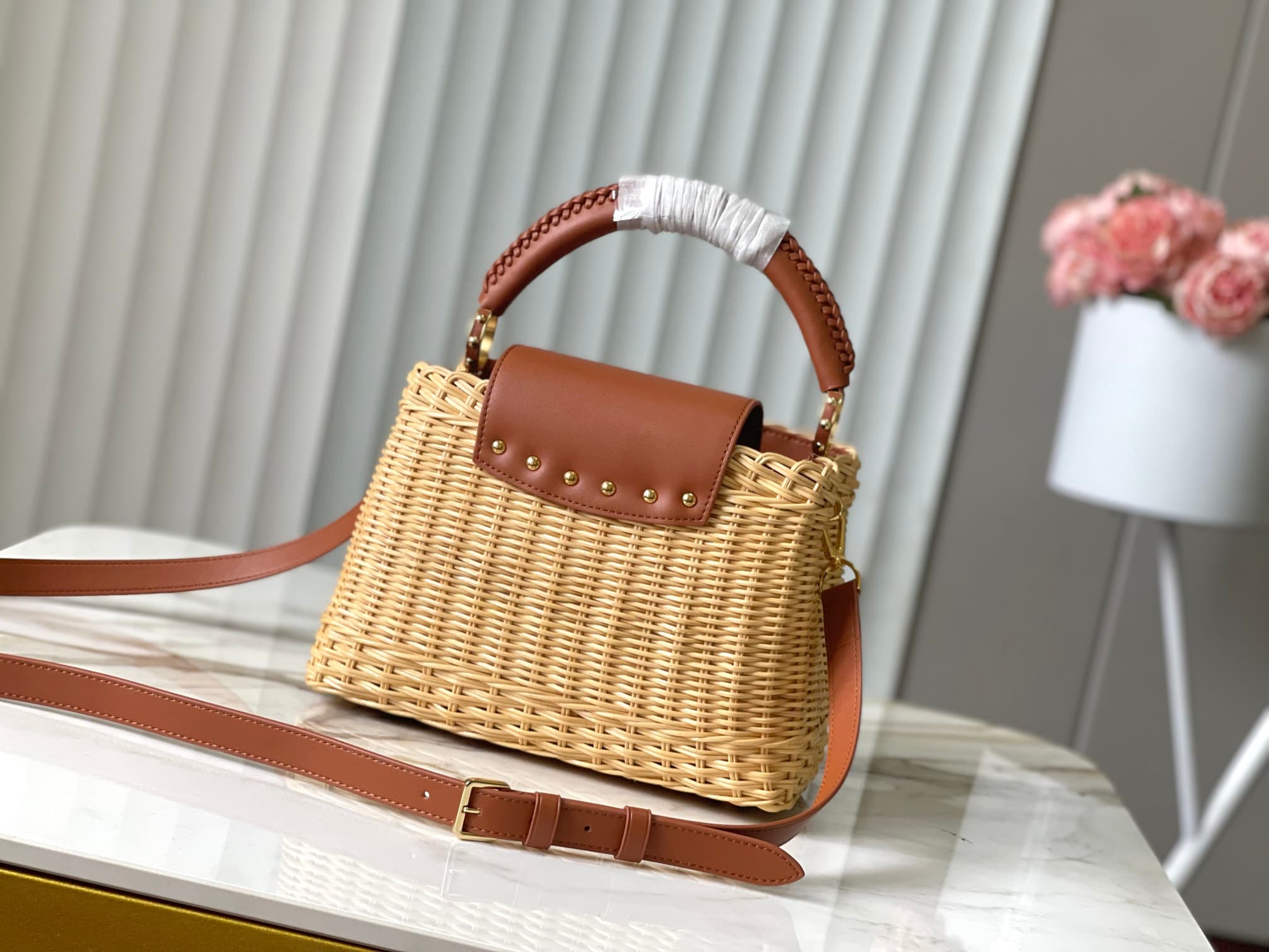Louis Vuitton Capucines BB Rattan and cowhide leather M26025 Tan Top
