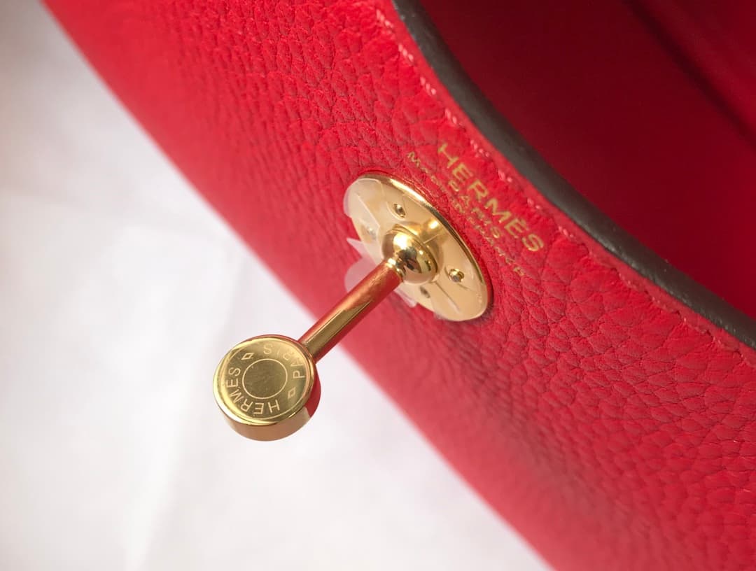 Hermes Lindy Mini Bag Calfskin Leather In Red High