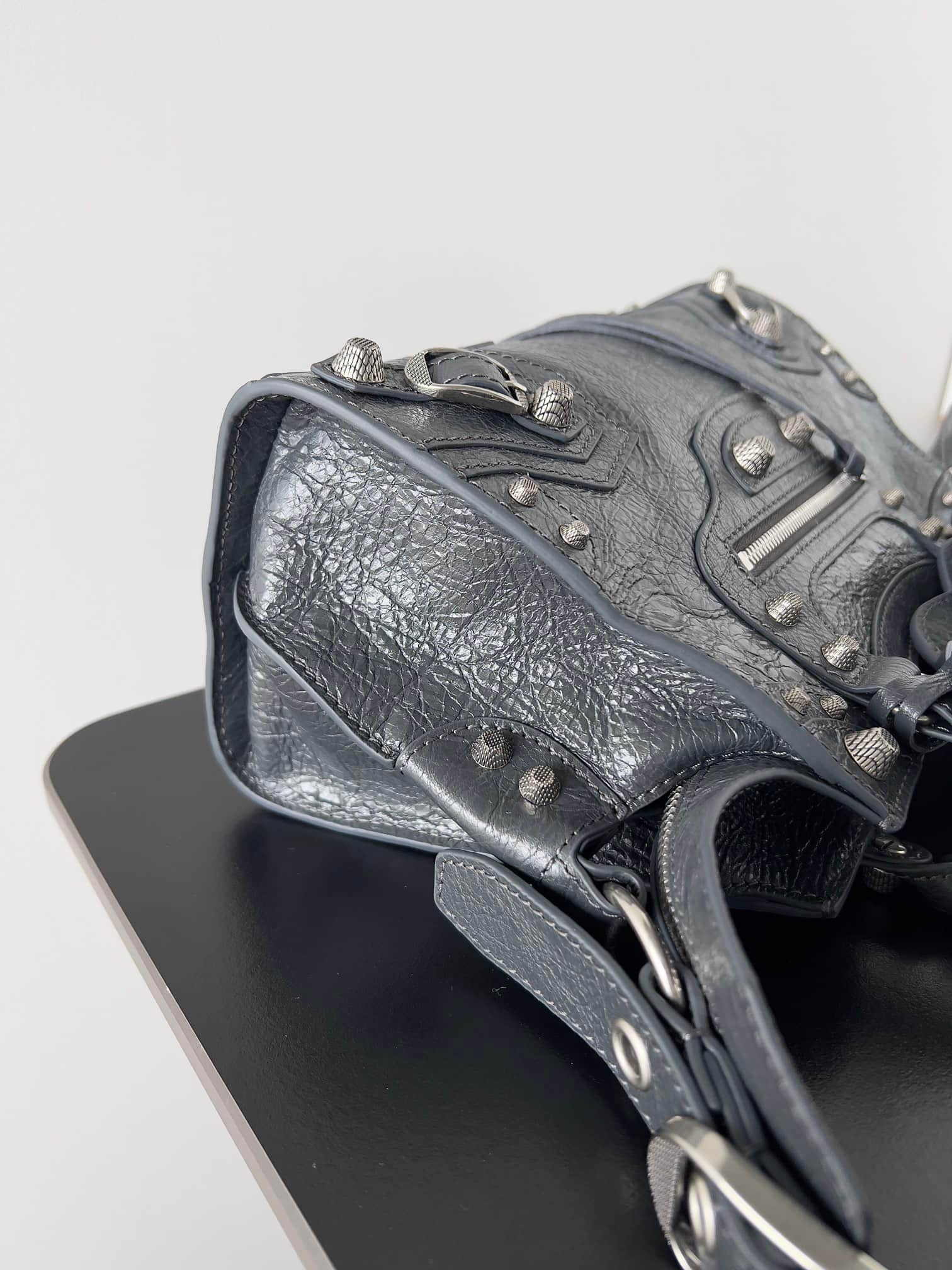 Balenciaga Small Neo Cagole City bag in anthracite grey lambskin leather High