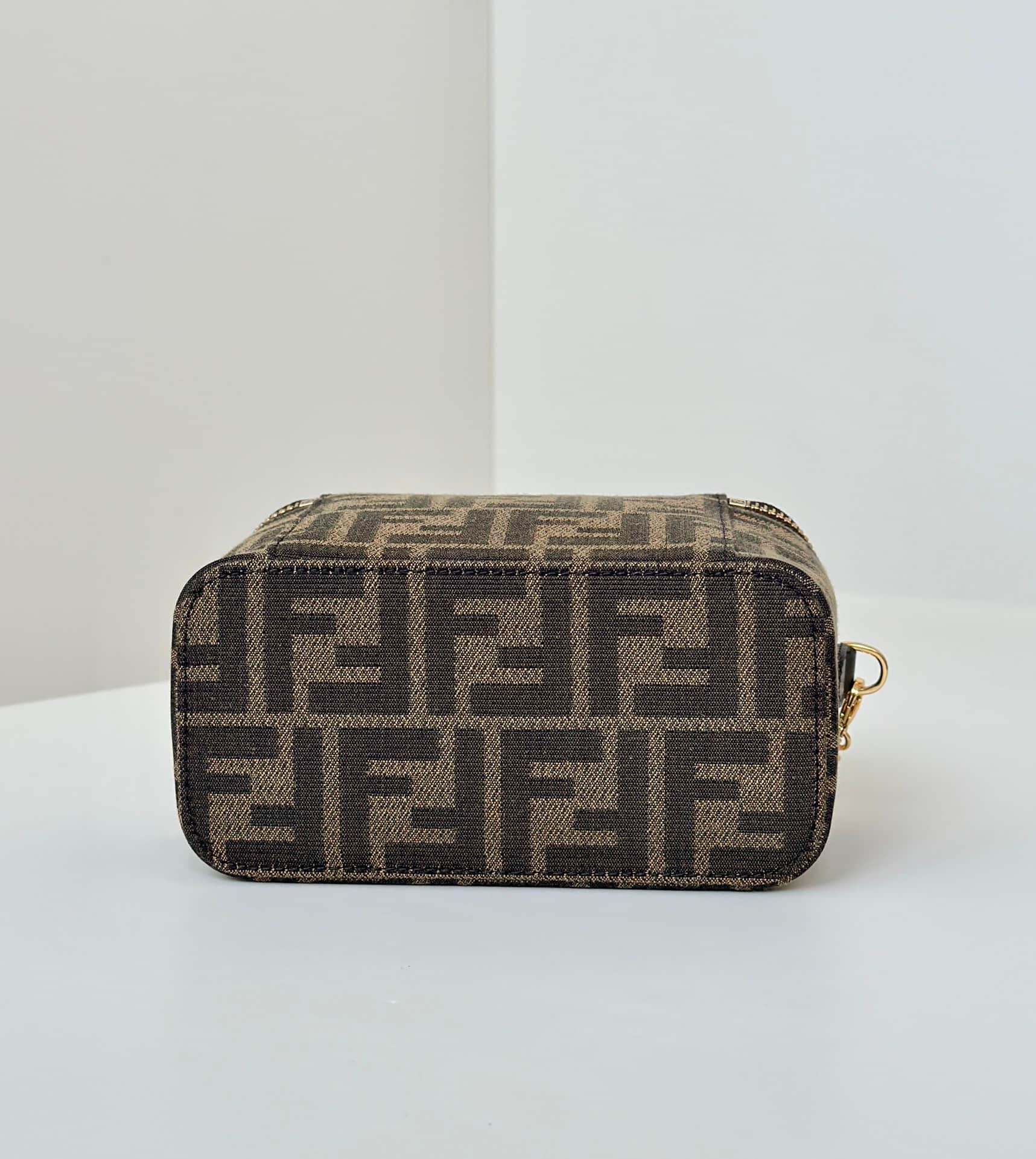 Fendi Vanity Tobacco Brown FF Jacquard Fabric Mini-bag Brown High