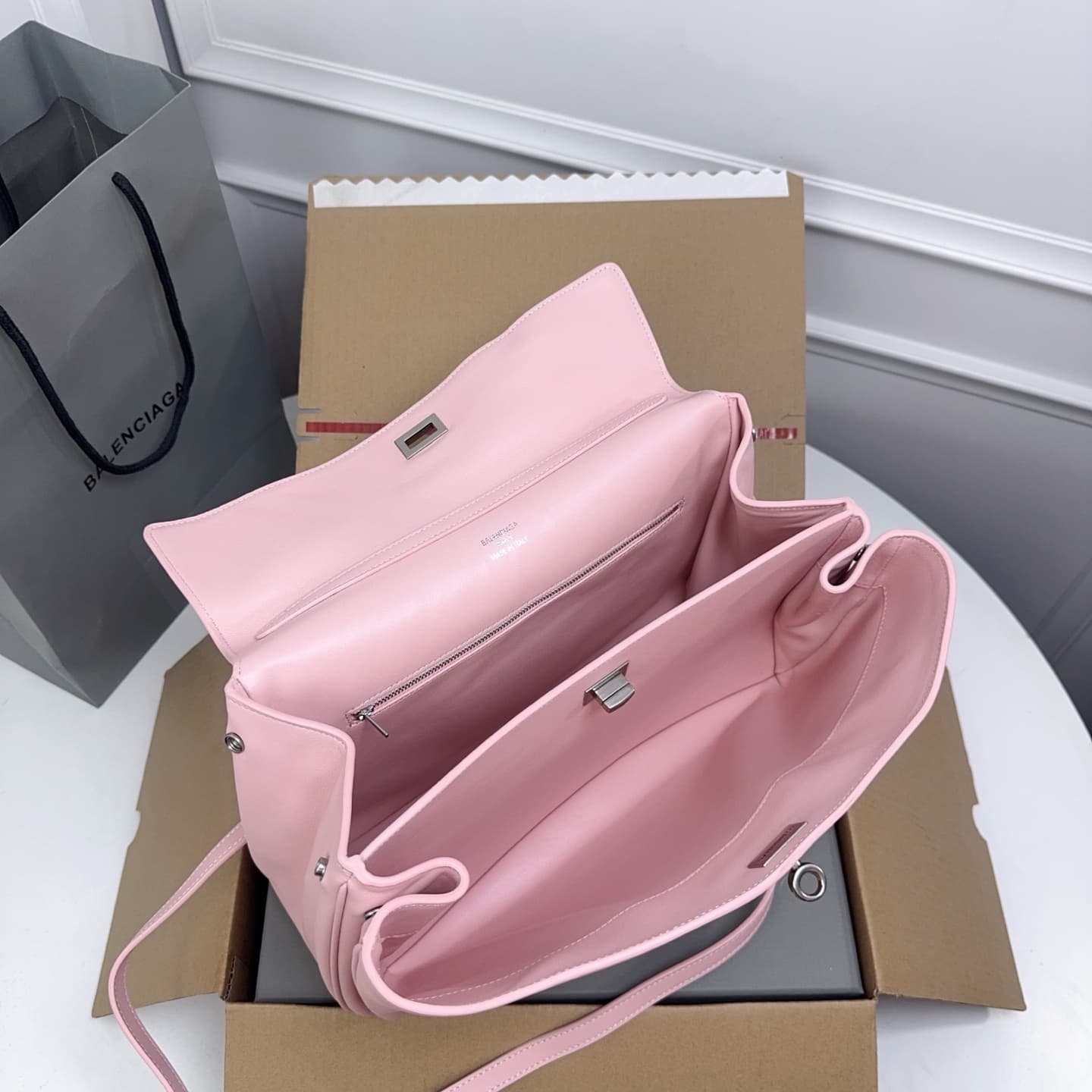 Balenciaga Rodeo Medium Bag in Pink Leather With Silver-Tone Metal High