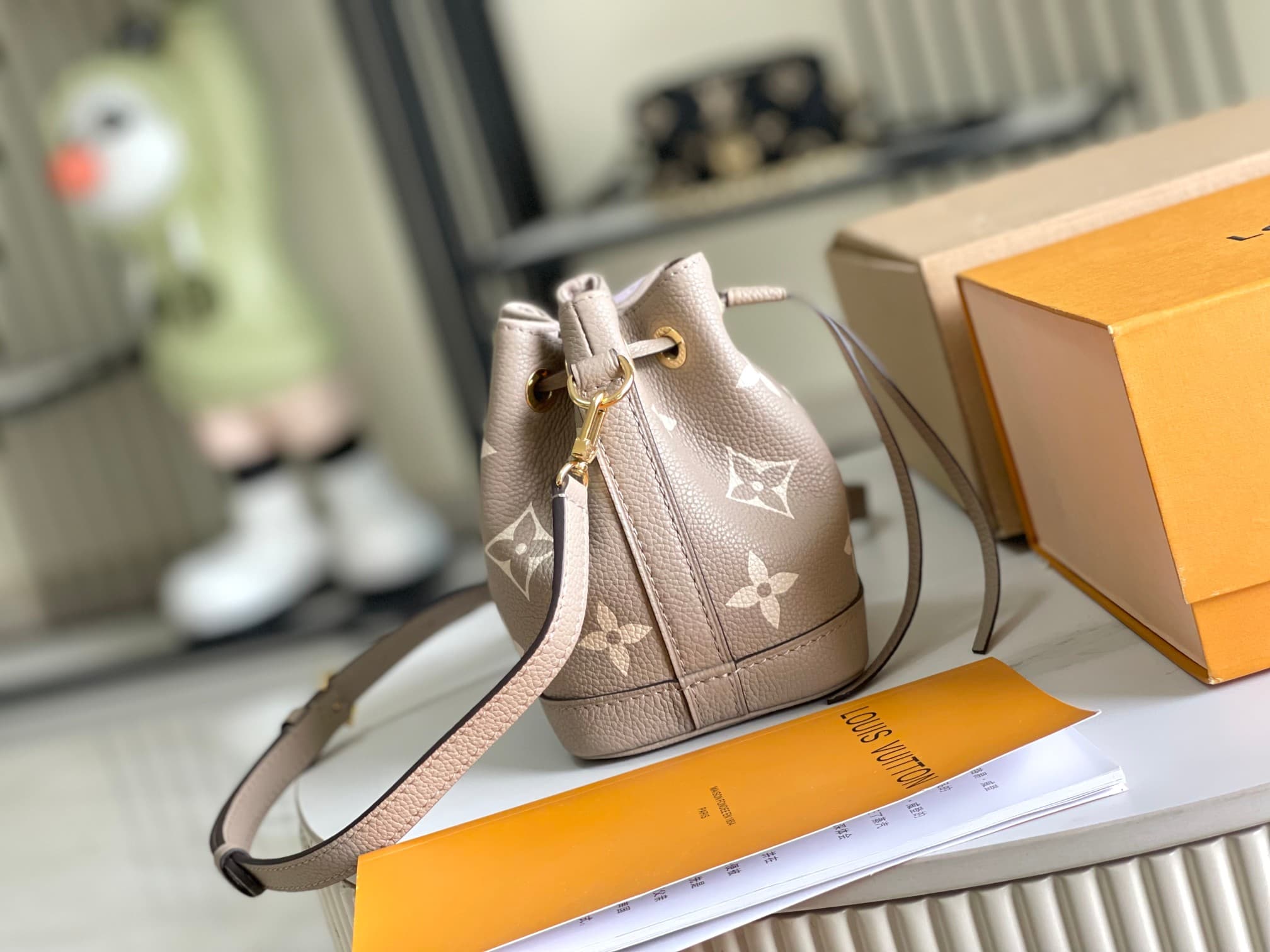 Louis Vuitton Nano Noé Tourterelle Gray / Cream Monogram Empreinte leather M46291 TOP