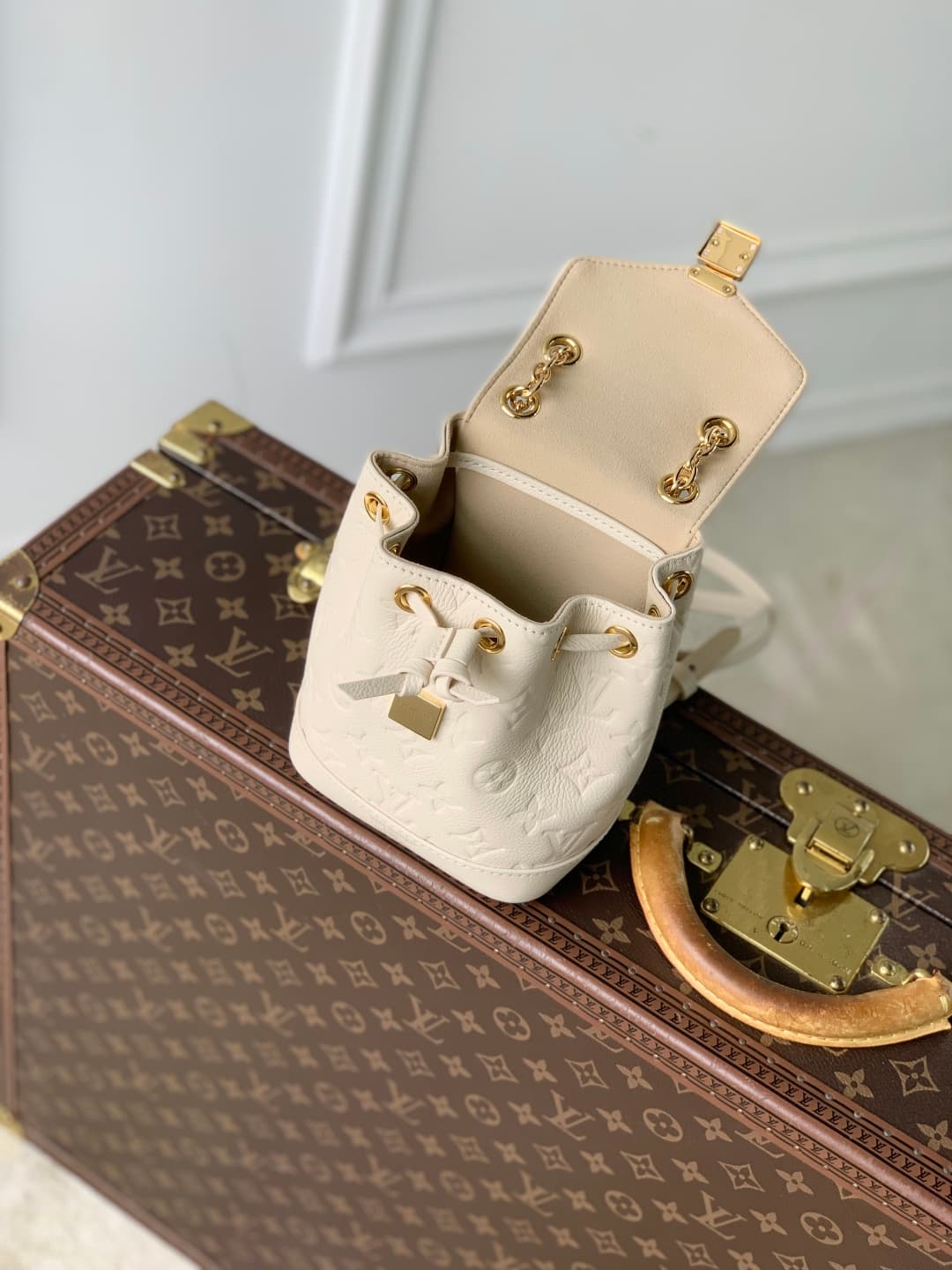 Louis Vuitton Nano Noé Backpack Monogram Empreinte Leather M25819 Cream High