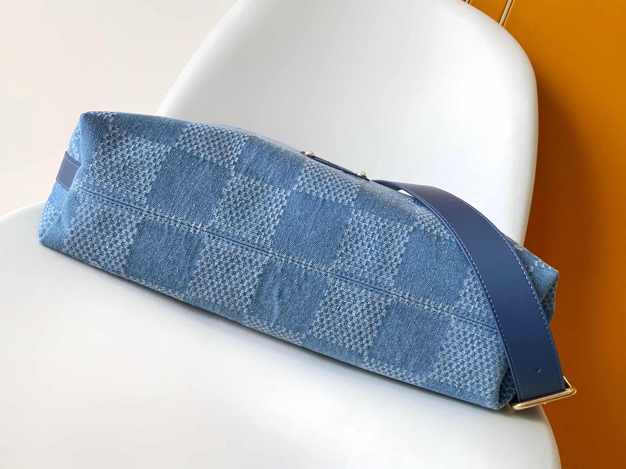 Louis Vuitton Vagabond Hobo Denim Blue Damier Denim 3D cotton canvas N00202 High