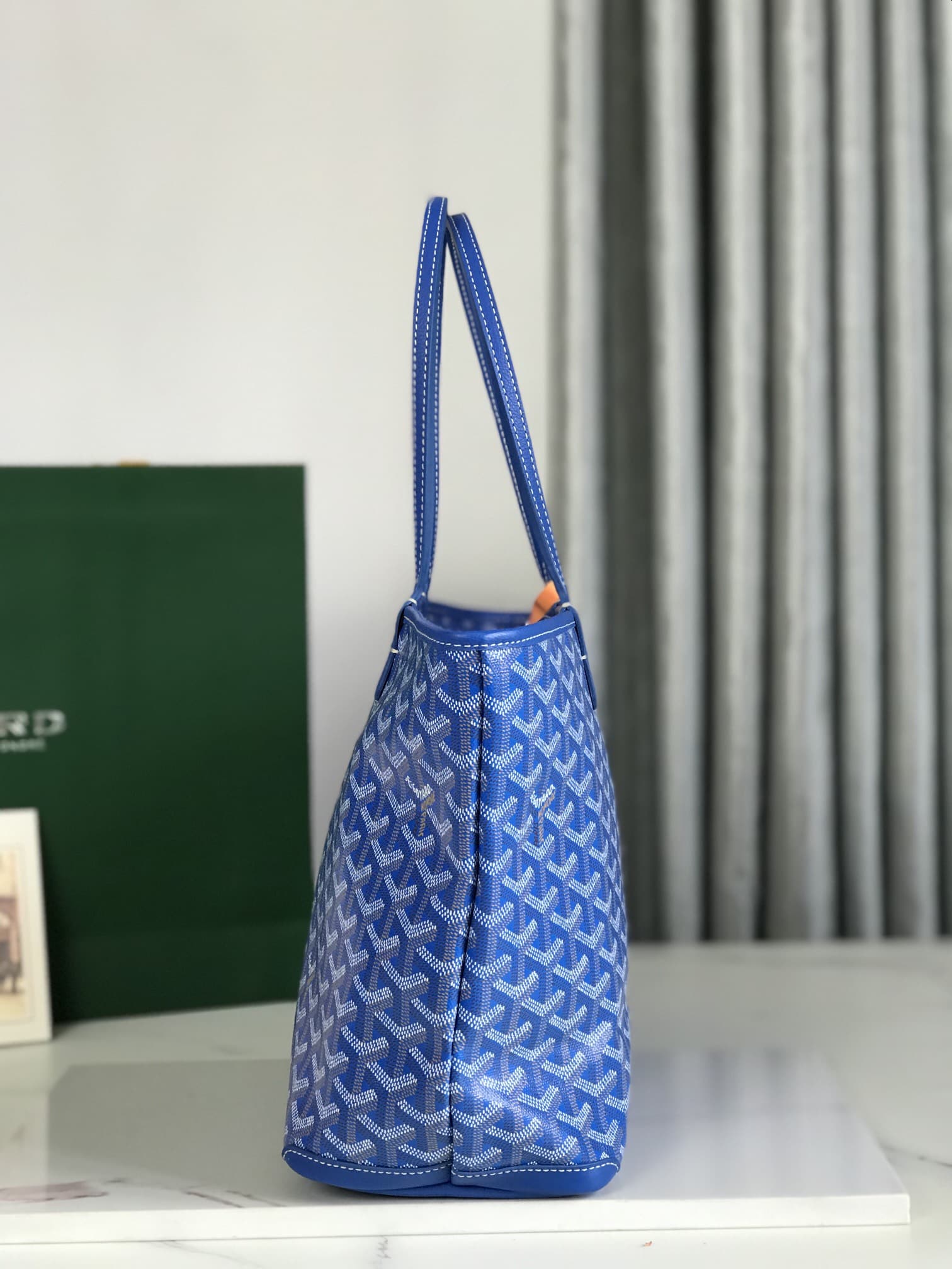 ARTOIS PM BAG Goyardine Canvas & Chevroches Calfskin Blue High