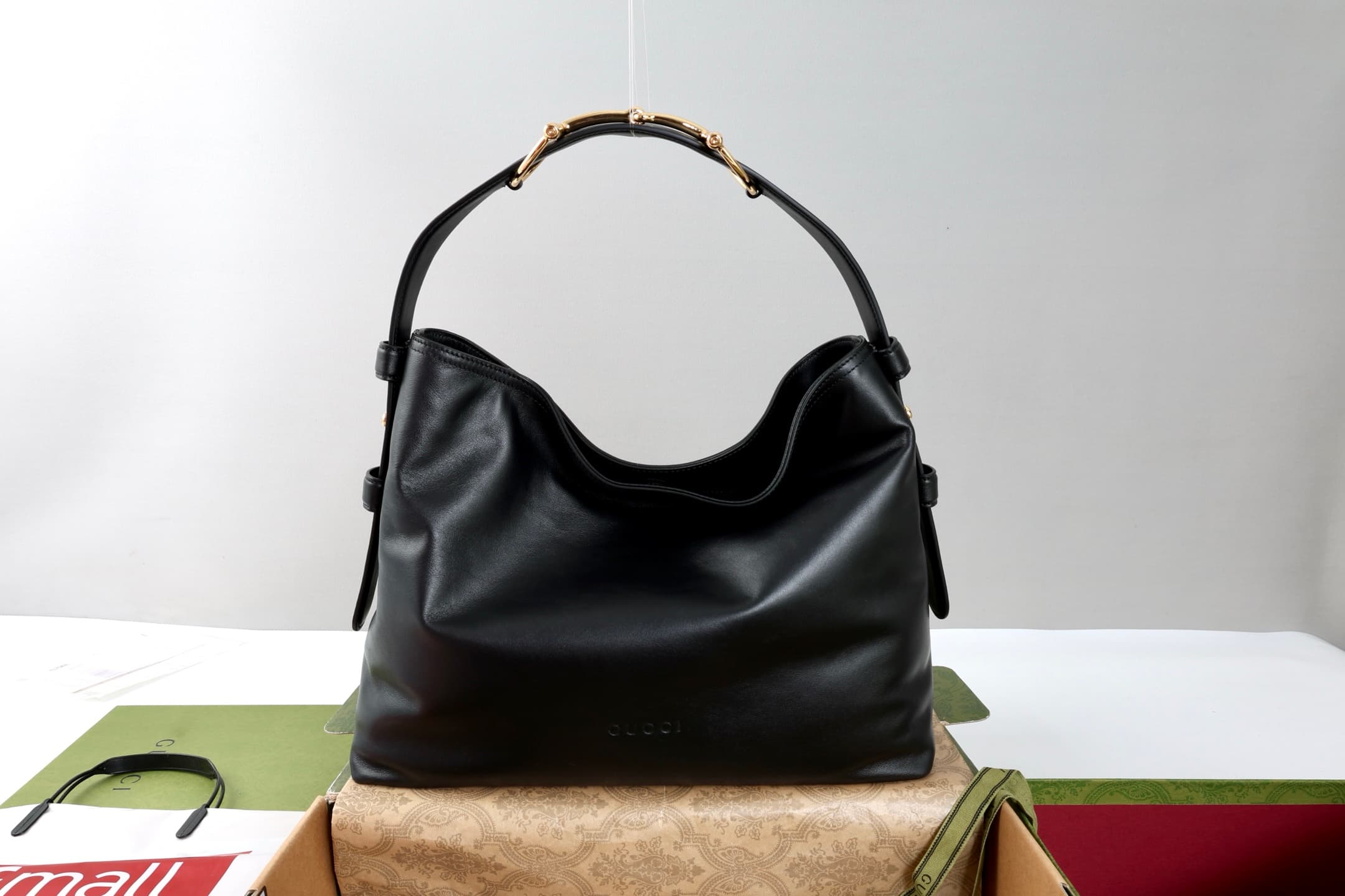 Gucci Beatrix medium tote bag Black soft smooth leather ‎850926 High